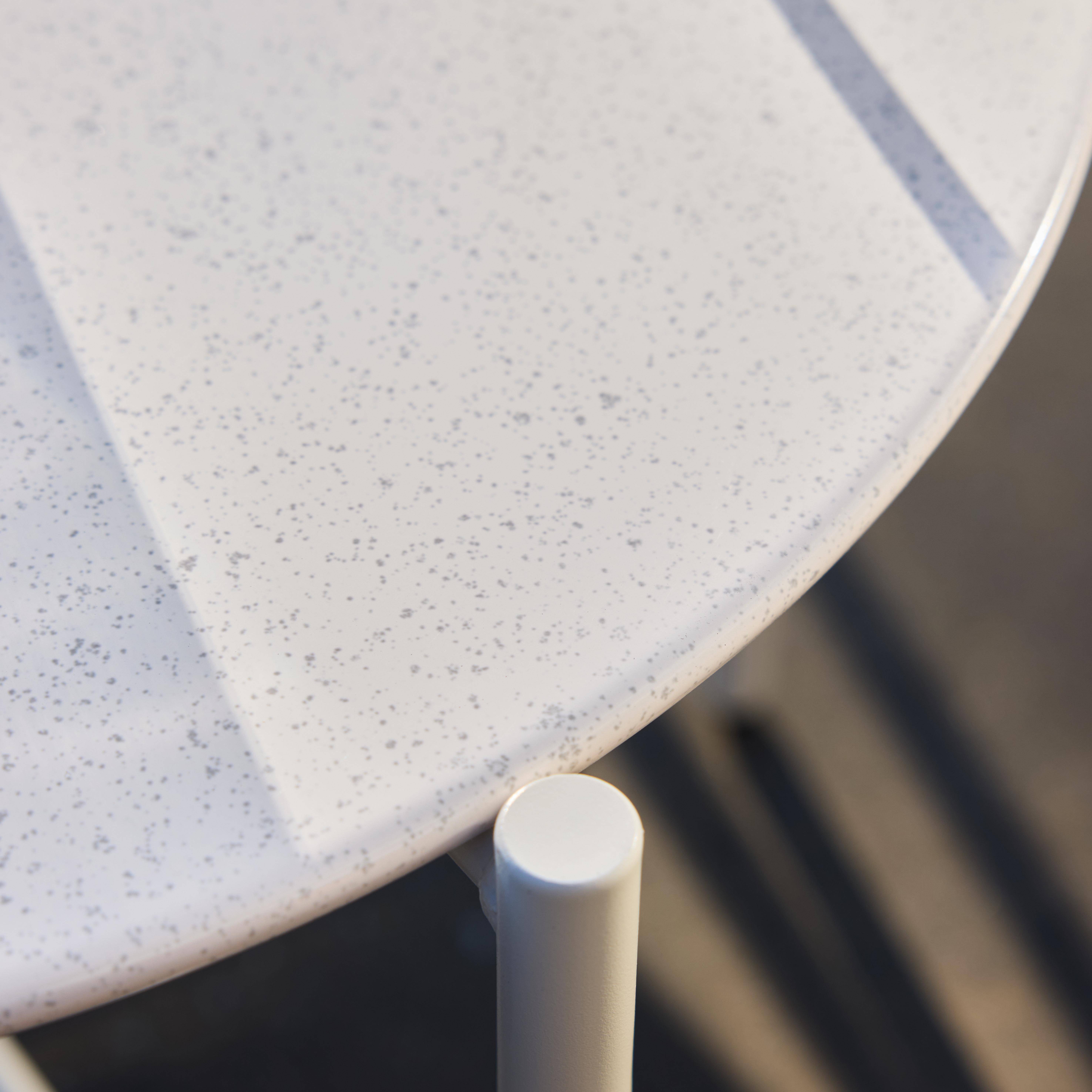 Set aus 2 beigen Liegesesseln mit rundem Tisch, Stahl und Textilene - Salina,sweeek,Photo5