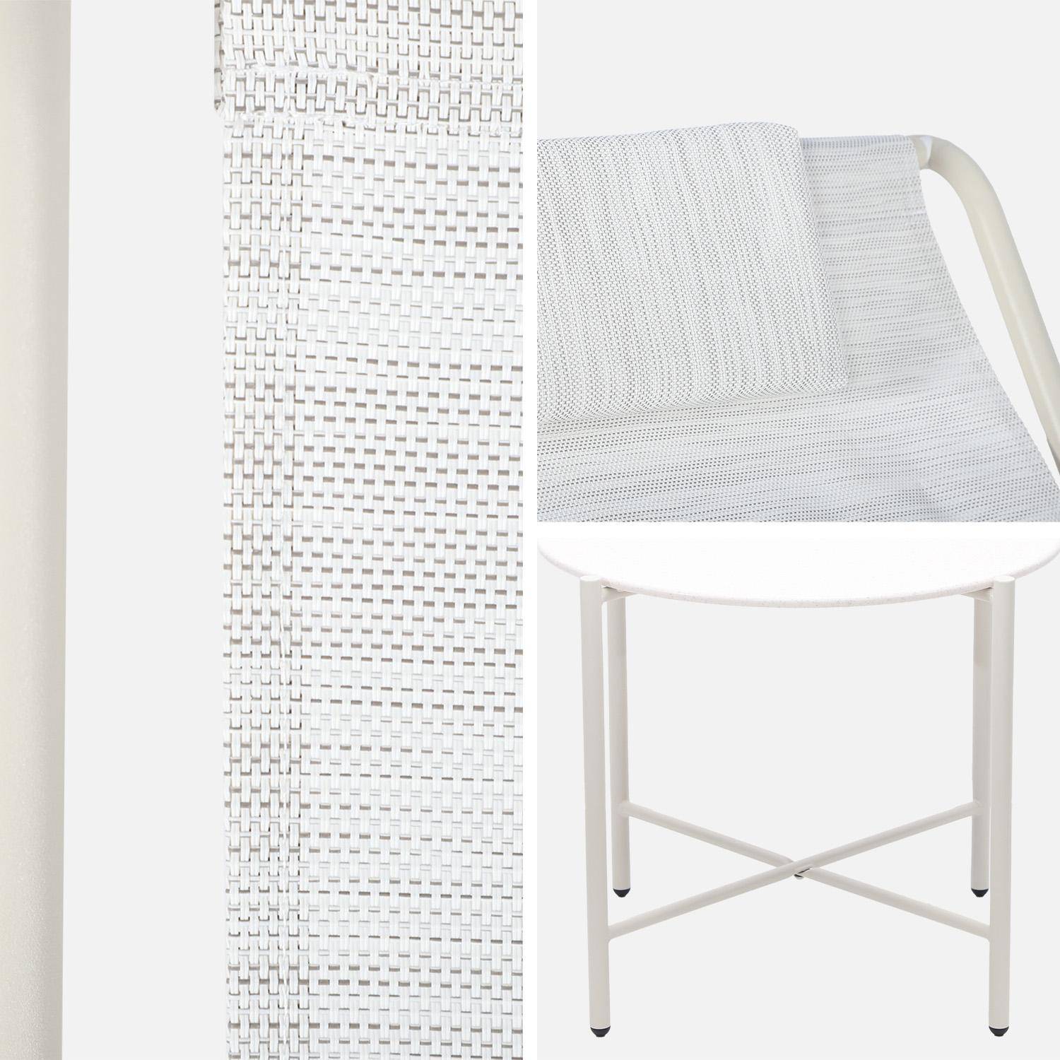 Set de 2 fauteuils relax beige avec table ronde, acier et textilène - Salina,sweeek,Photo3