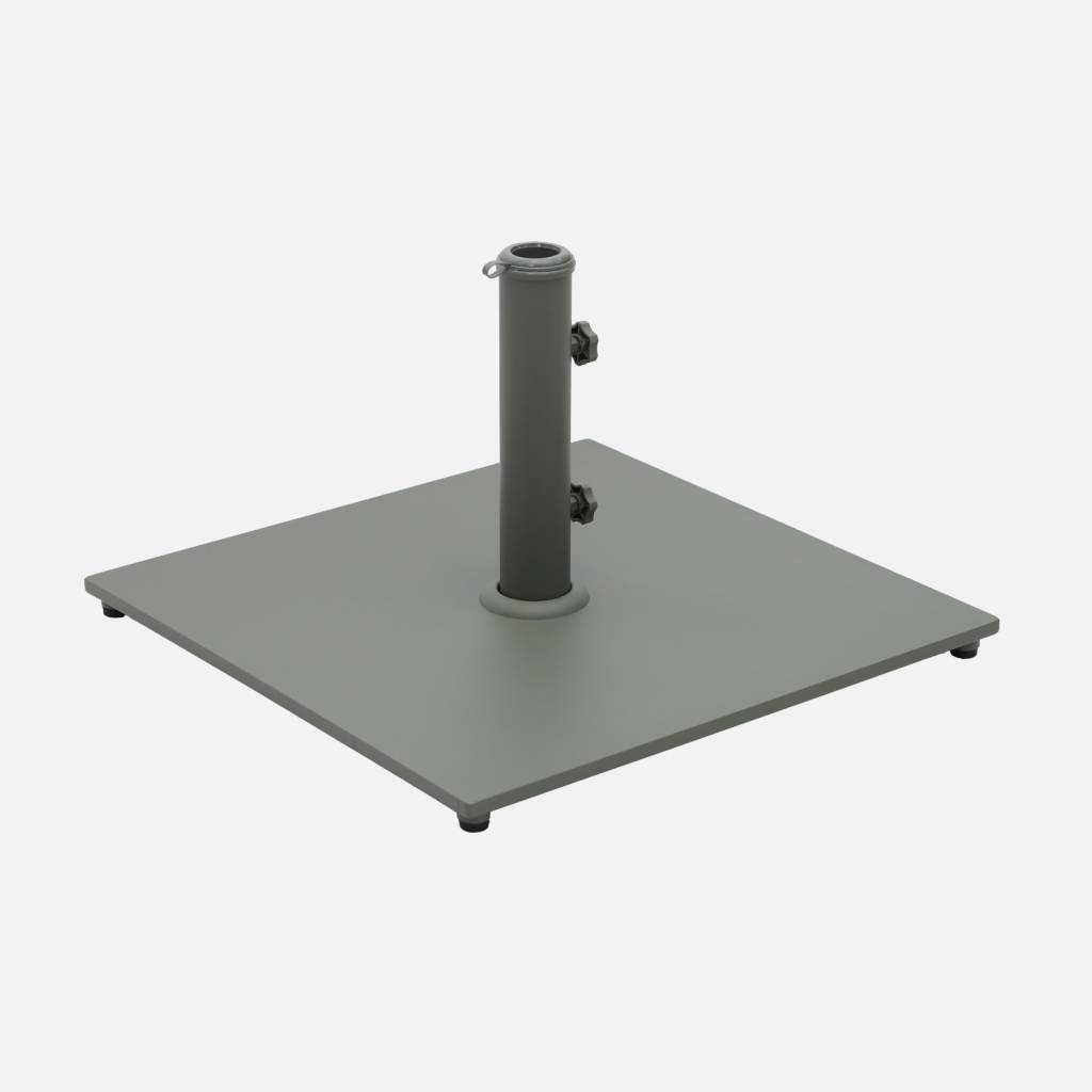 Pied carré en acier kaki pour parasol à mât central