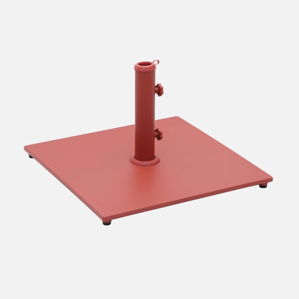 Pied carré en acier terracotta pour parasol à mât central