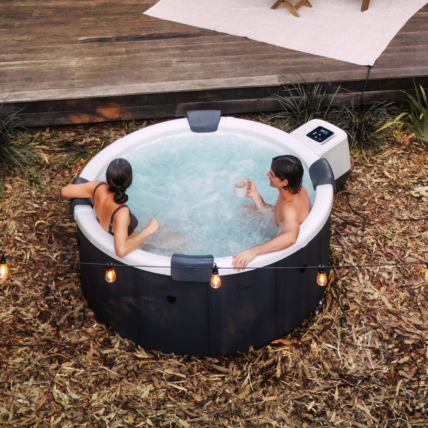 Spa rigide 6 places 180cm rond hydromassage 4 coussins bâche + housse anthracite - Denver,sweeek,Photo2