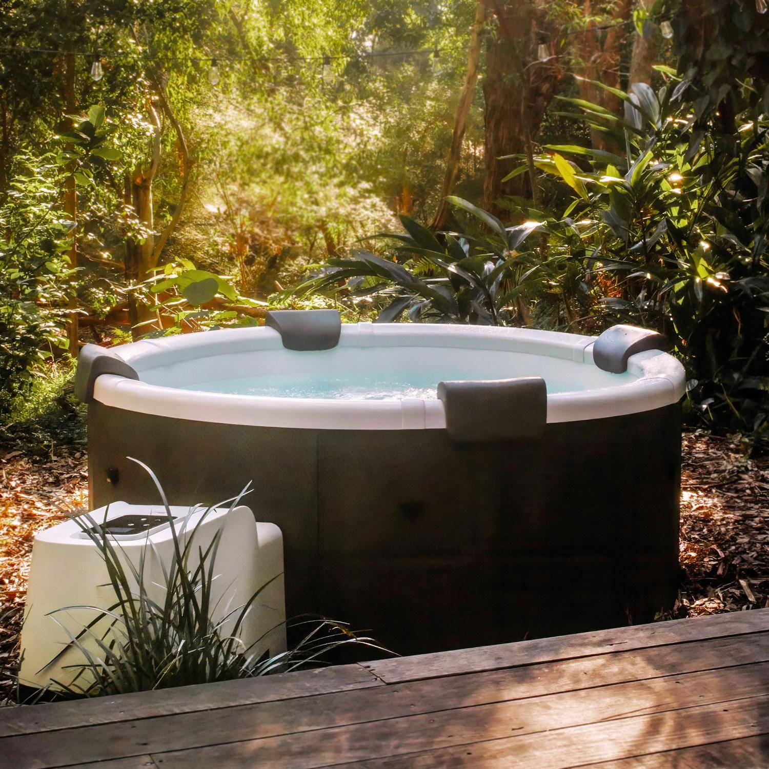 Spa rigide 6 places 180cm rond hydromassage 4 coussins bâche + housse anthracite - Denver Photo1