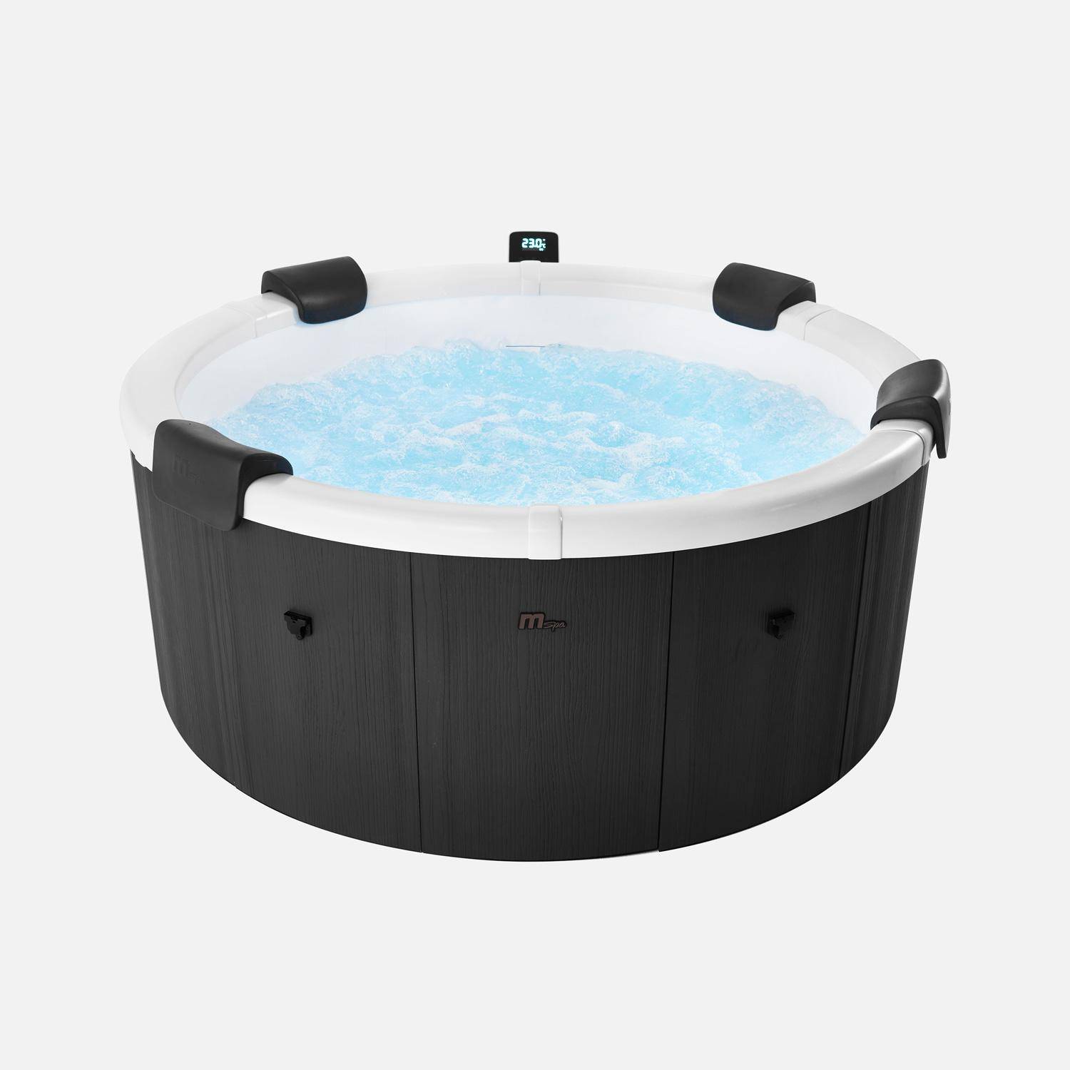 Spa rigide 6 places 180cm rond hydromassage 4 coussins bâche + housse anthracite - Denver Photo3