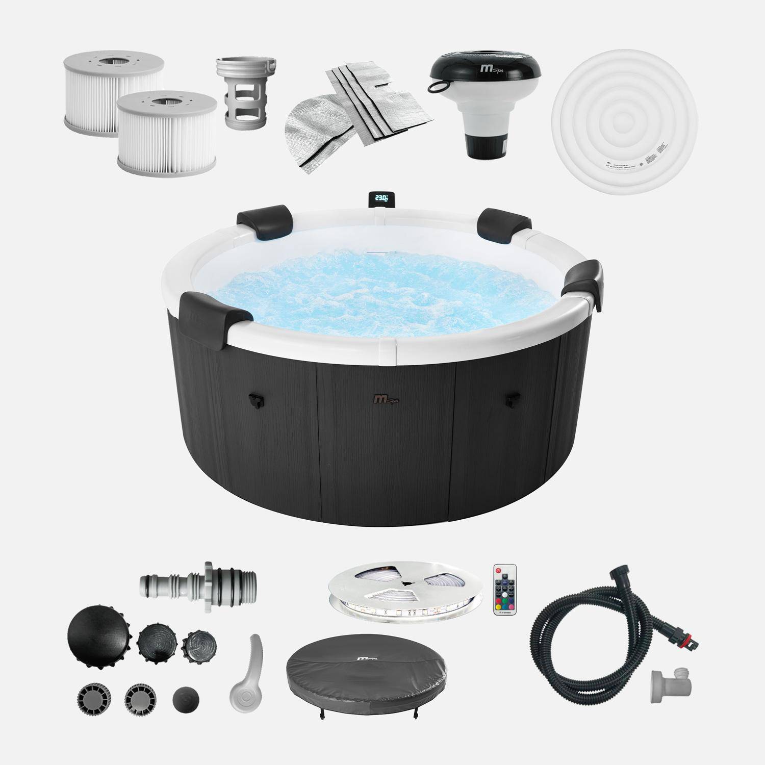 Spa rigide 6 places 180cm rond hydromassage 4 coussins bâche + housse anthracite - Denver,sweeek,Photo7