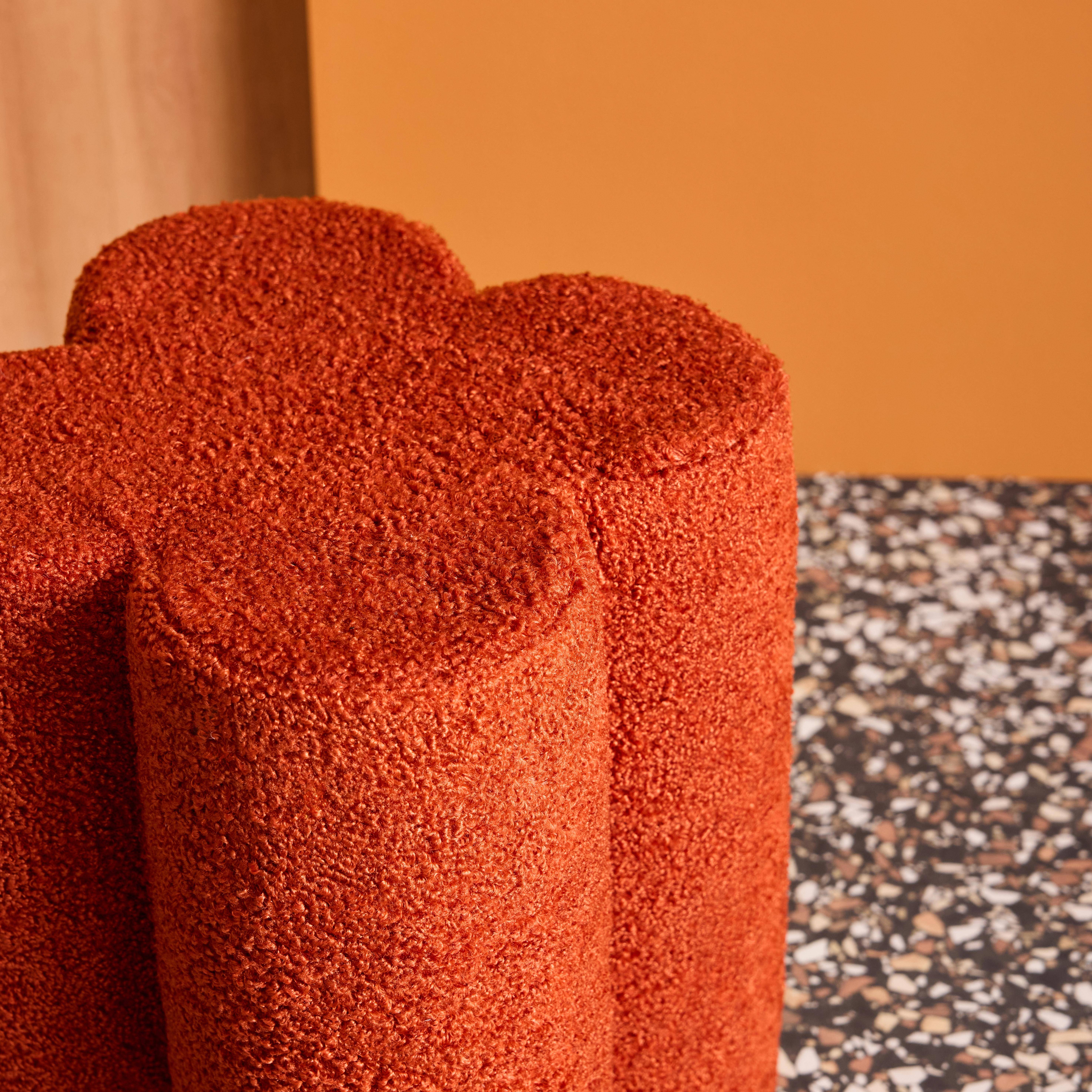 Pufa stołek koniczyna bouclé, terakota, Ø38 x wys. 40cm - Clover Photo3