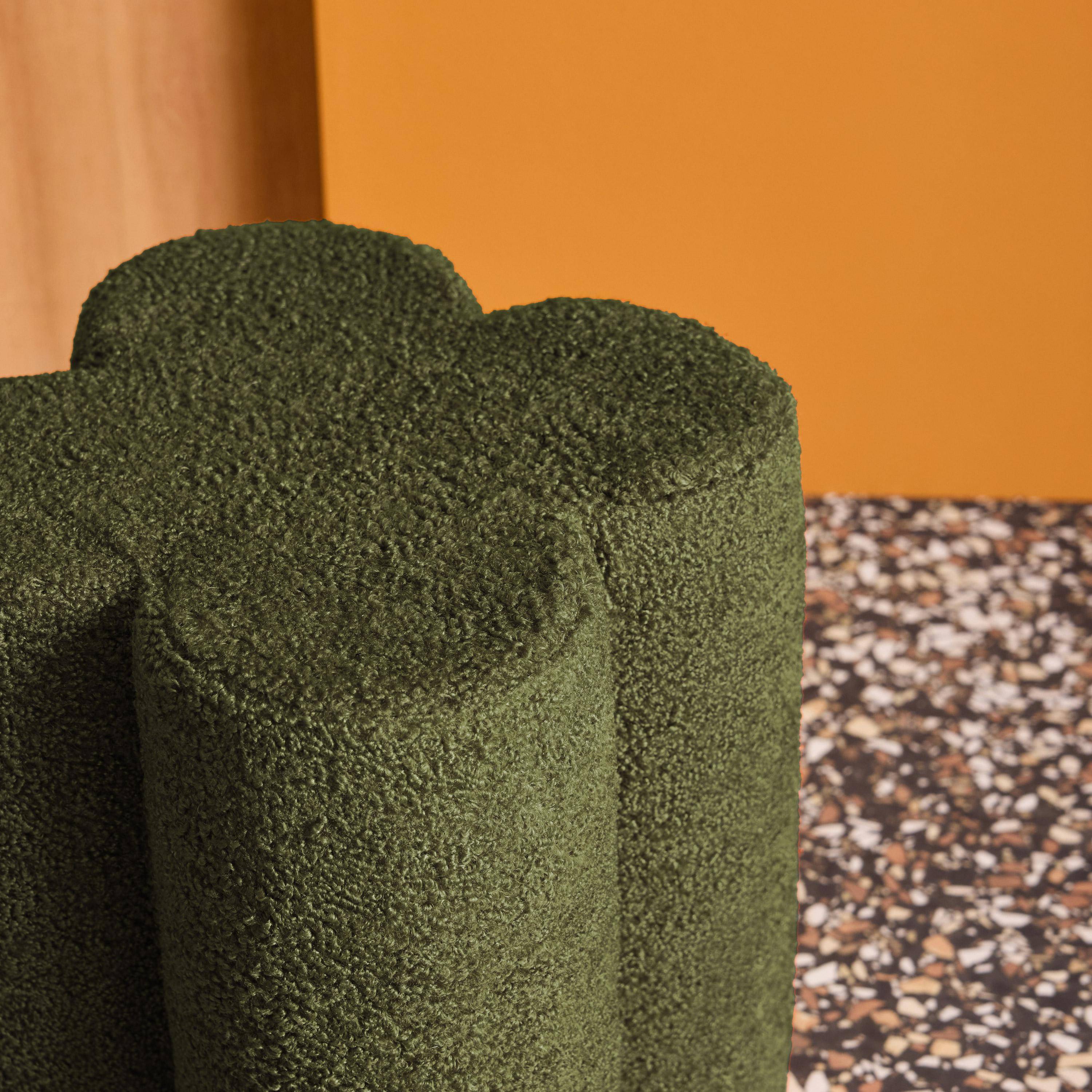 Pouf sgabello trifoglio bouclé Verde kaki - 38x38x40 cm Photo3