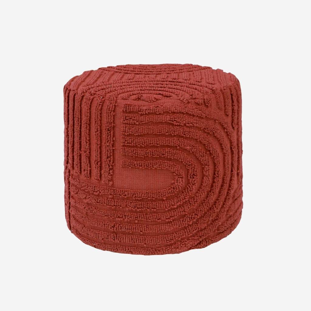 Pouf rond bouclette tuftée terracotta Ø43 x H 37cm