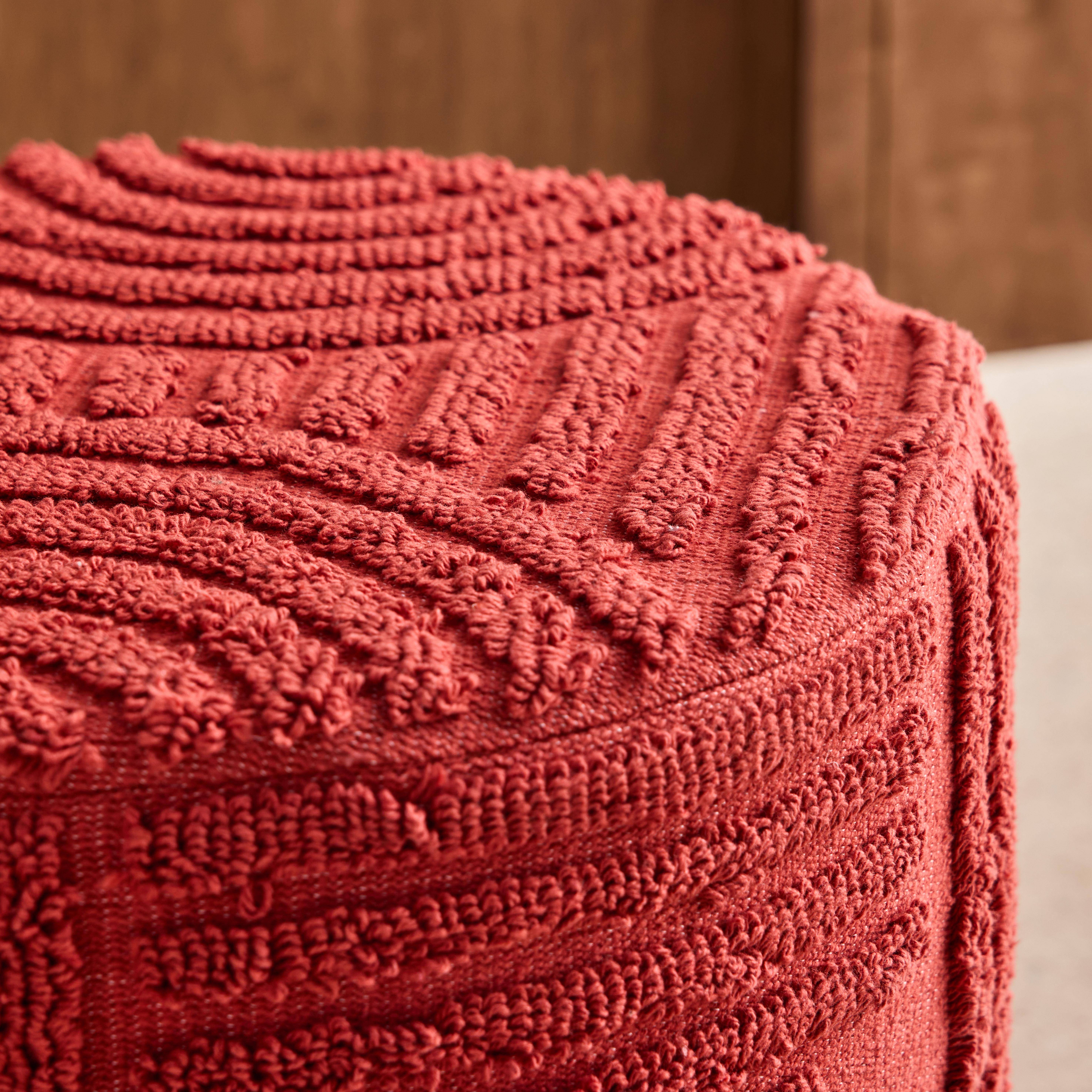 Pouf rond bouclette tuftée terracotta Ø43 x H 37cm - Nuba Photo3