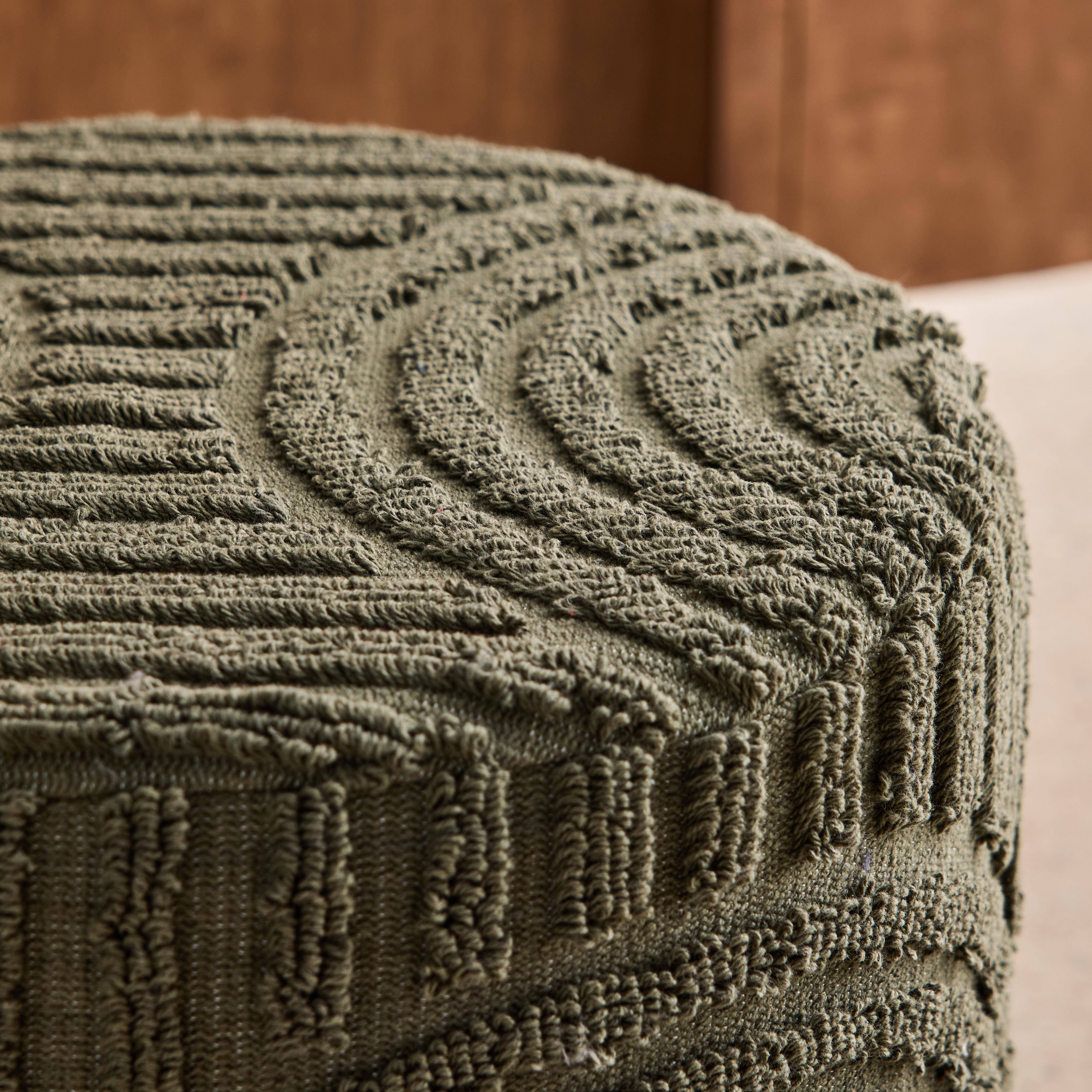 Pouf rond bouclette tuftée kaki Ø43 x H 37cm - Nuba Photo3