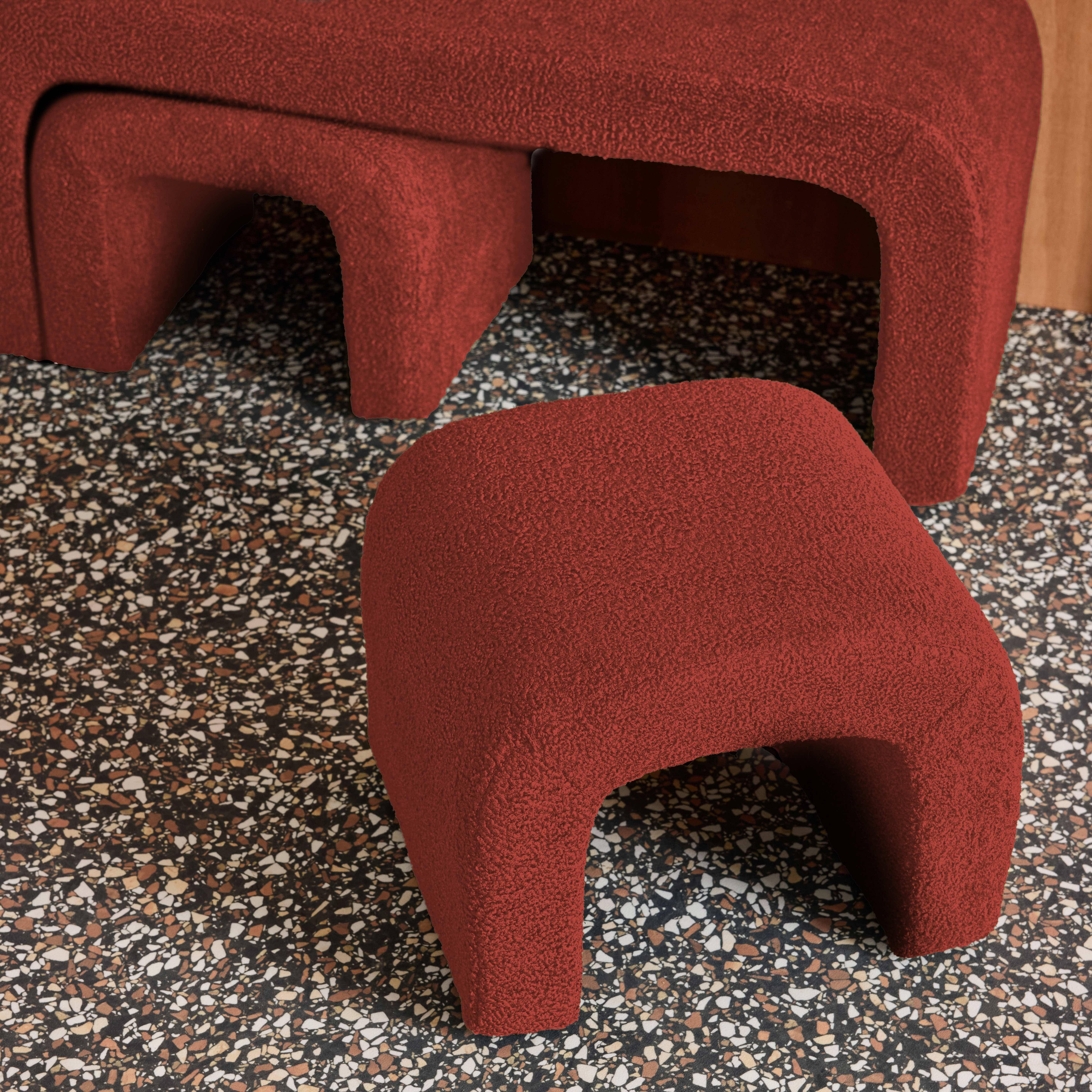 Nestbank en krukjes bouclé terracotta 112 x 40 x 45cm - Ino,sweeek,Photo5