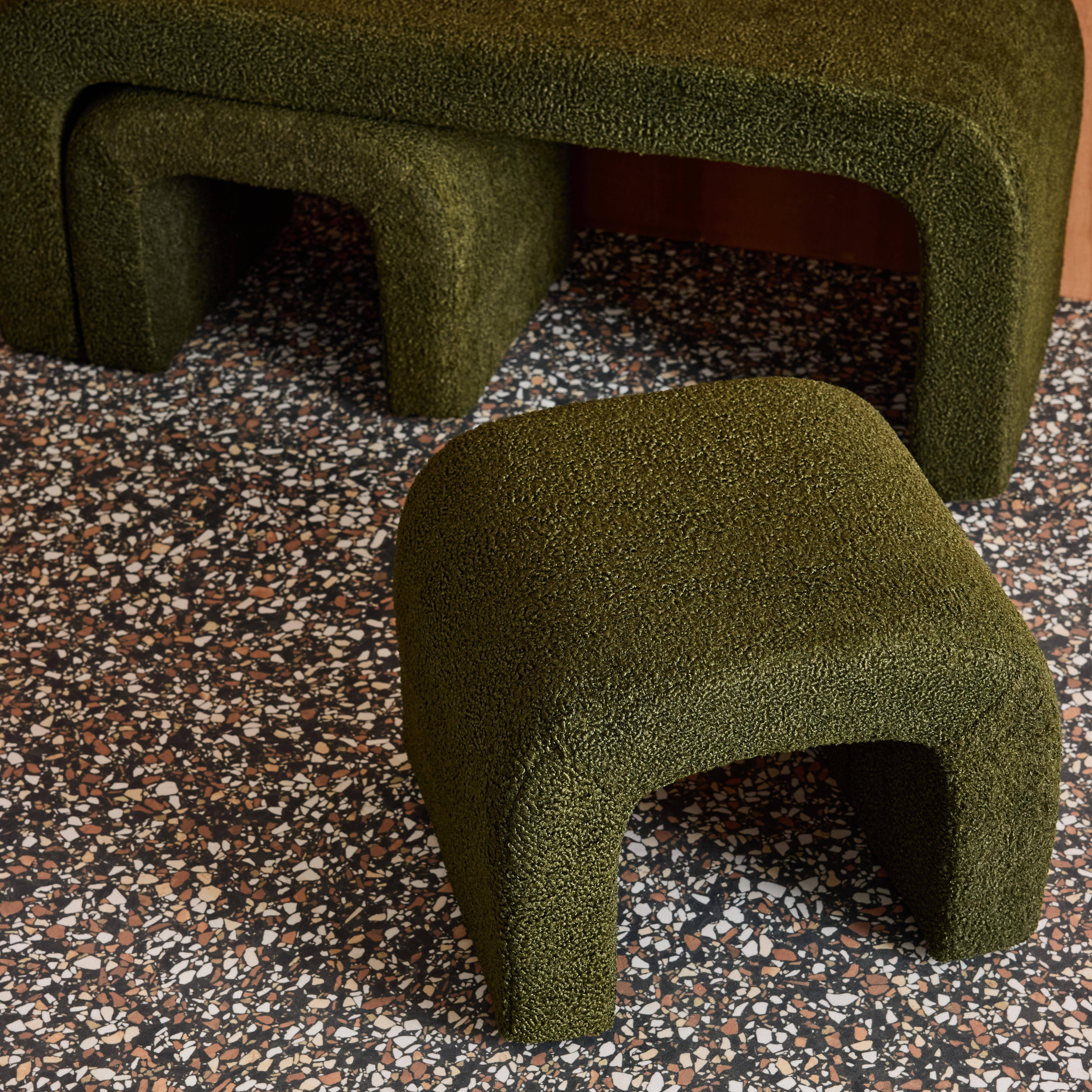 Banc et tabourets gigognes bouclette kaki L 112 x P 40 x H 45cm - Ino Photo6