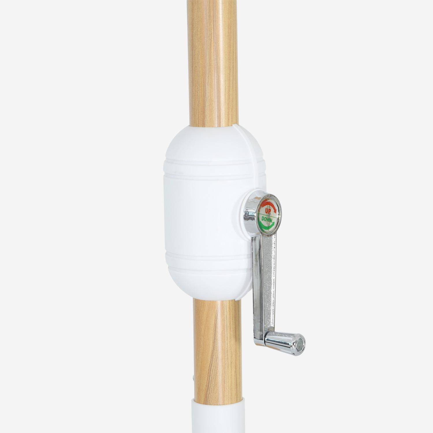 Sombrilla redonda 3m de mástil central con efecto madera, Touquet, Rayas beige, 293x293x250 cm,sweeek,Photo4