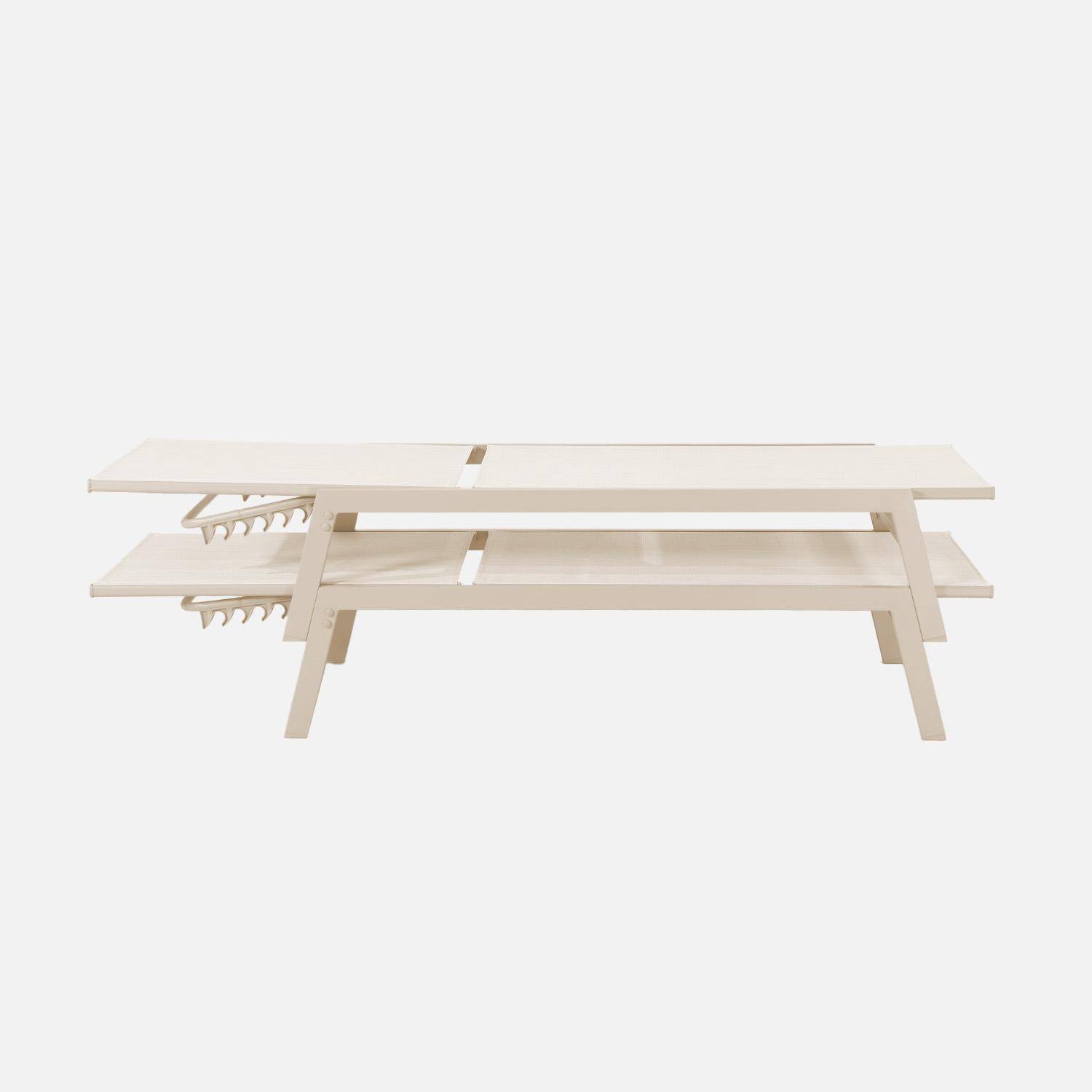 Transat de aço multi posições (Set de 2), Flora, Beige, 155x59x106 cm,sweeek,Photo5