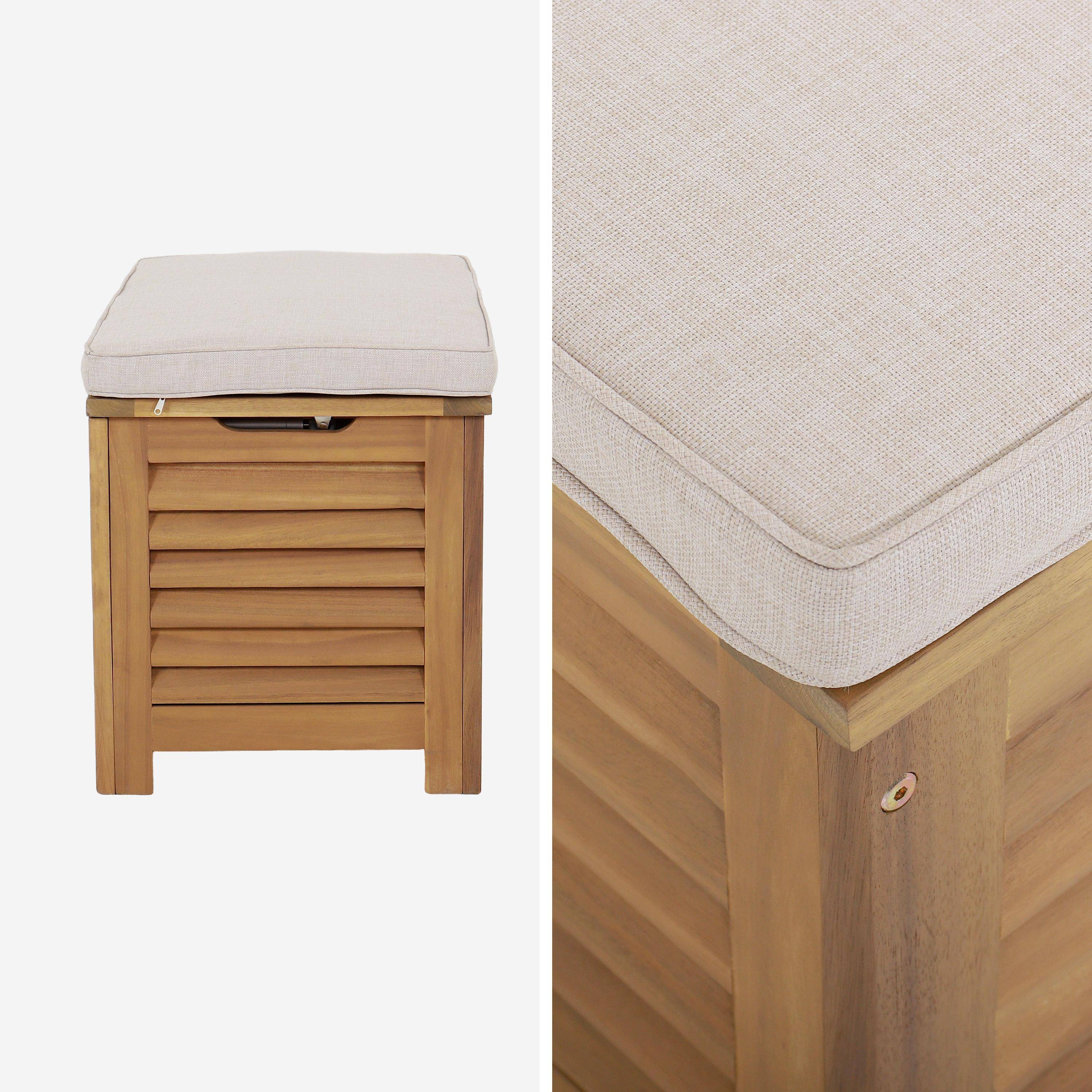 Coffre de jardin / Banc bois d'acacia 63L naturel avec vérins - Zafra Photo4