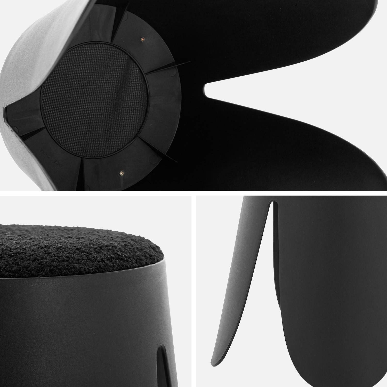 Stapelbare kinderkrukjes bouclé textuur (set van 2) zwart Ø36/25 x H 31cm - Niki Kids,sweeek,Photo4