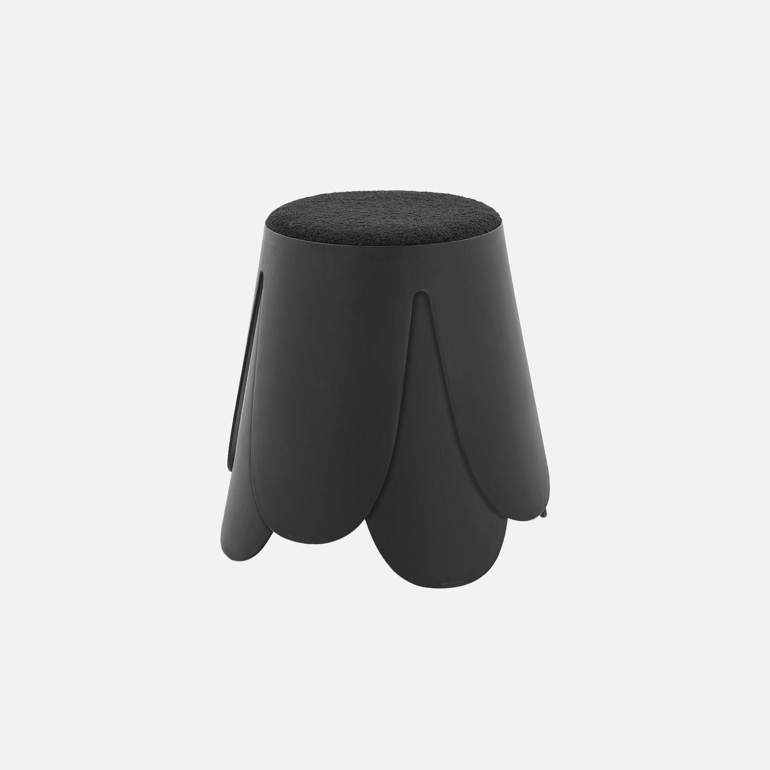 Stapelbare kinderkrukjes bouclé textuur (set van 2) zwart Ø36/25 x H 31cm - Niki Kids Photo3