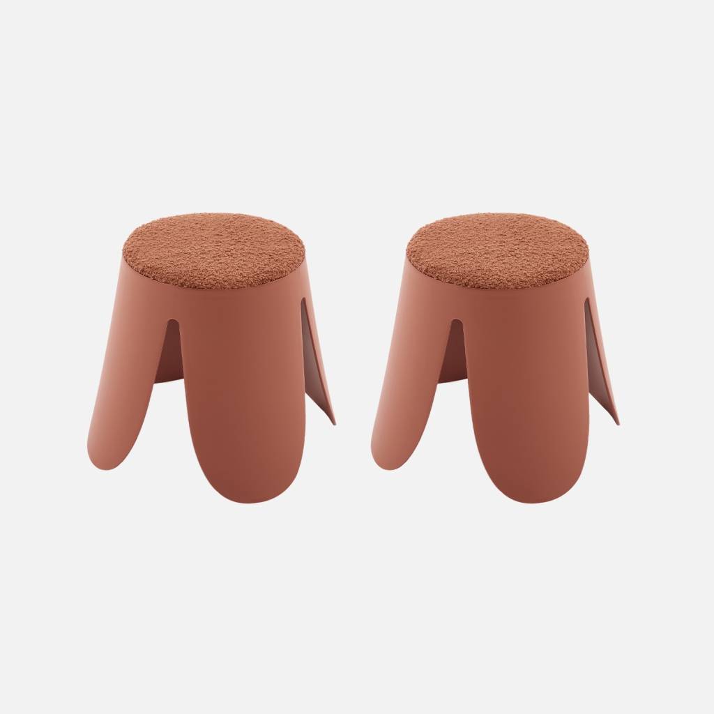 Taburete apilable infantil borreguito texturizada (juego de 2), Terracotta