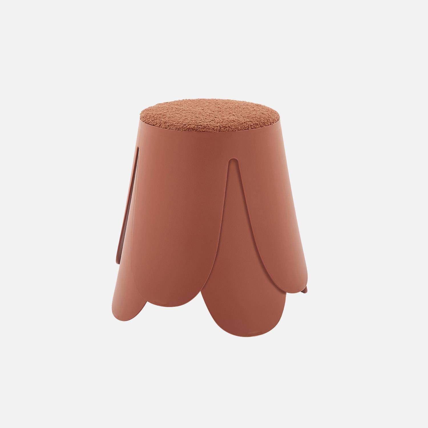 Stapelbare kinderkrukjes bouclé textuur (set van 2) terracotta Ø36/25 x H 31cm - Niki Kids Photo3