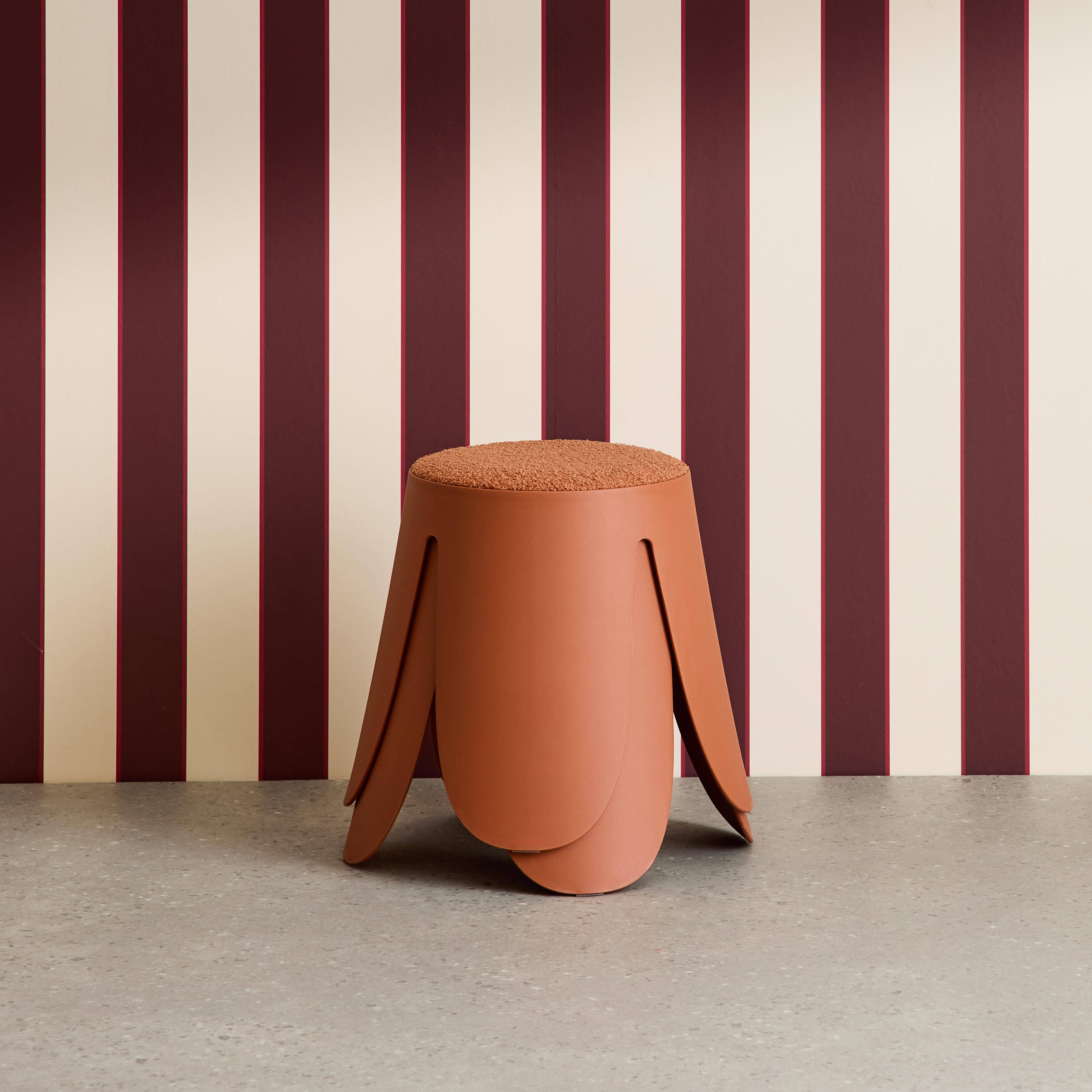 Zestaw 2 stołków dla dzieci z polipropylenu i teksturowanej tkaniny bouclé kolor terakota – Niki Kids Photo3