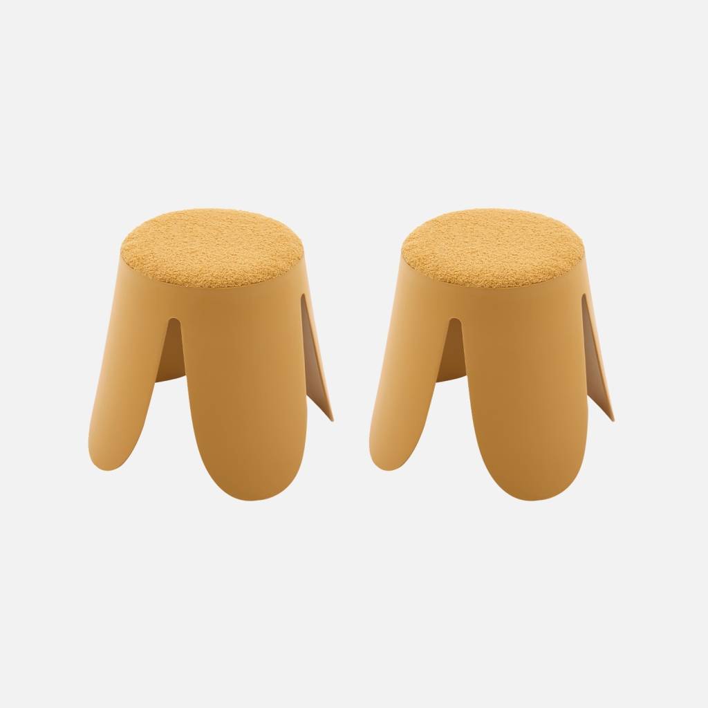 Stapelbare kinderkrukjes bouclé textuur (set van 2) mosterd