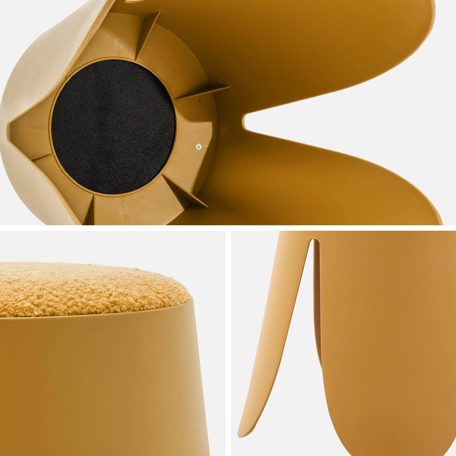 Stapelbare kinderkrukjes bouclé textuur (set van 2) mosterd Ø36/25 x H 31cm - Niki Kids Photo4