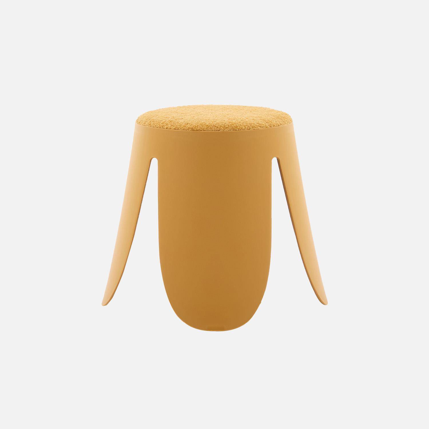 Stapelbare kinderkrukjes bouclé textuur (set van 2) mosterd Ø36/25 x H 31cm - Niki Kids,sweeek,Photo2