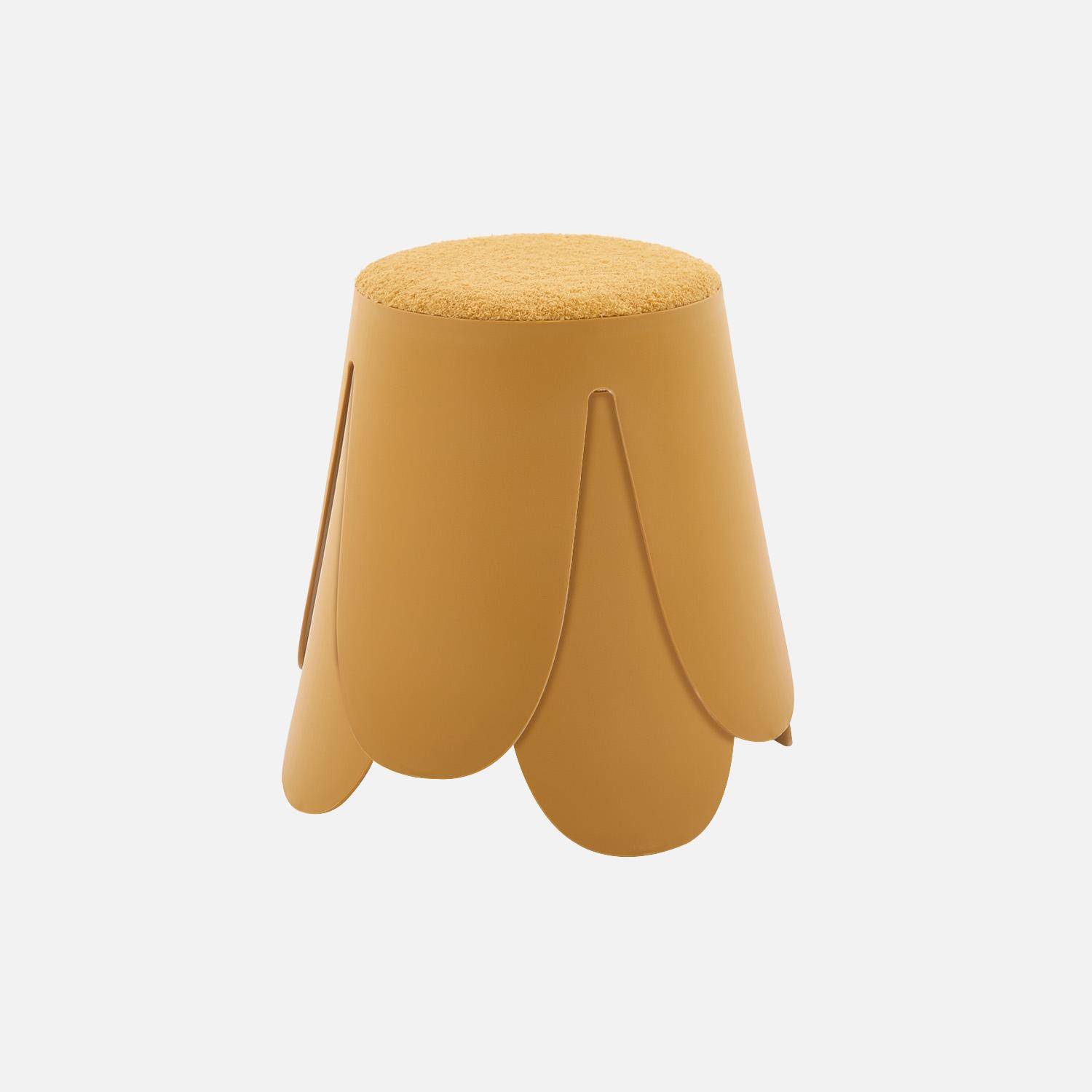 Stapelbare kinderkrukjes bouclé textuur (set van 2) mosterd Ø36/25 x H 31cm - Niki Kids,sweeek,Photo3