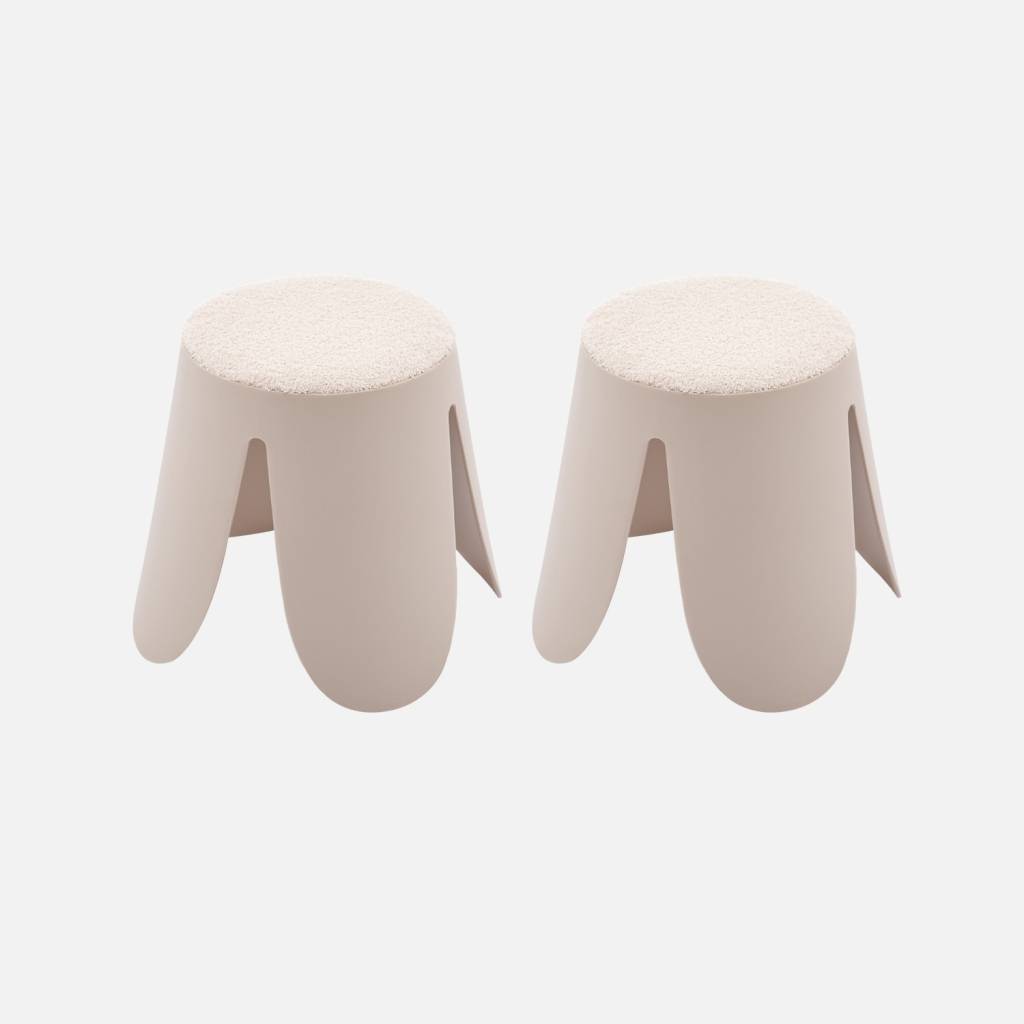 Stapelbare kinderkrukjes bouclé textuur (set van 2) beige