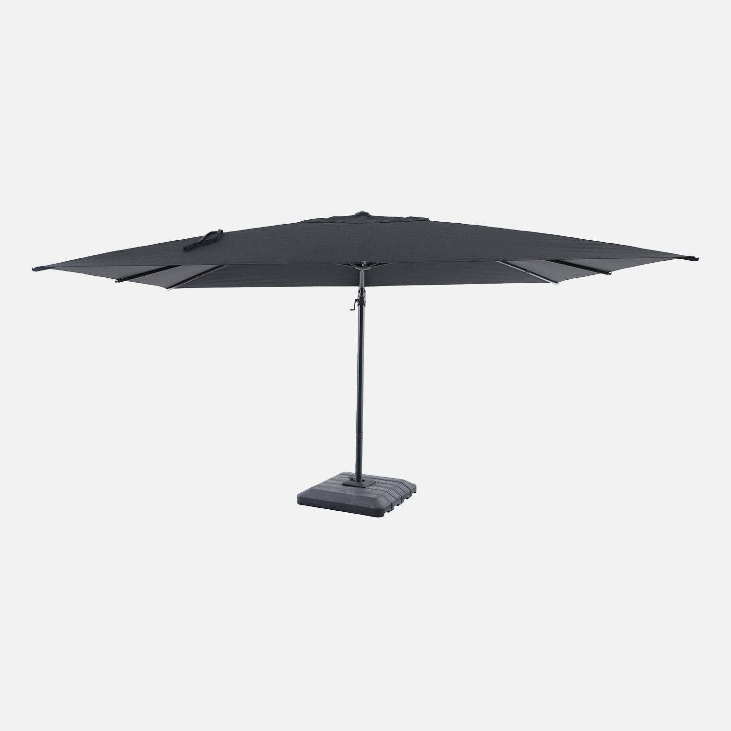 Ombrellone decentrato rettangolare 3x4m con base e copertura Antracite - 300x400x93 cm Photo2