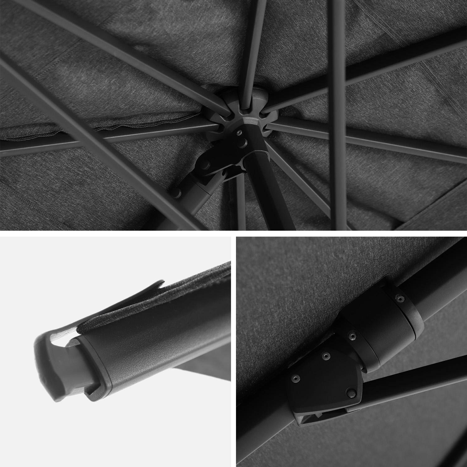 Ombrellone decentrato rettangolare 3x4m con base e copertura Antracite - 300x400x93 cm Photo4