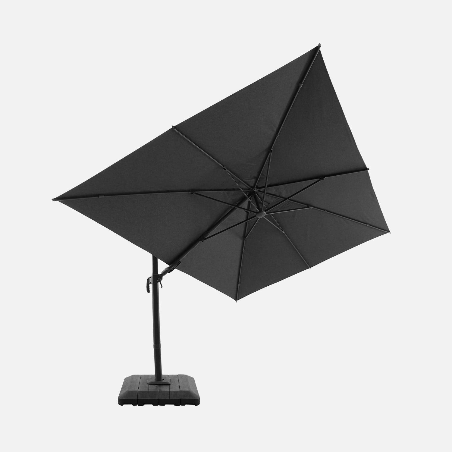 Rectangular cantilever parasol 3x4m + cover and ballast slabs 98x98cm anthracite - Ombrea,sweeek,Photo4