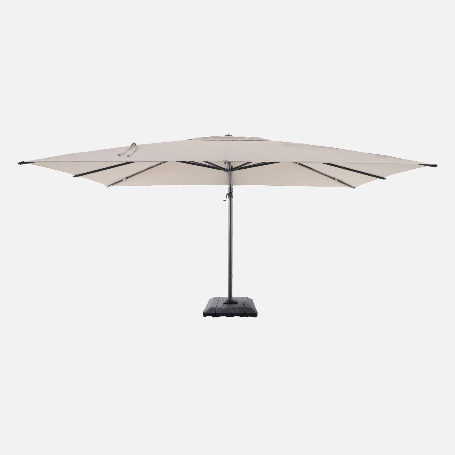 Ombrellone decentrato rettangolare 3x4m con base e copertura Beige - 300x400x93 cm Photo2