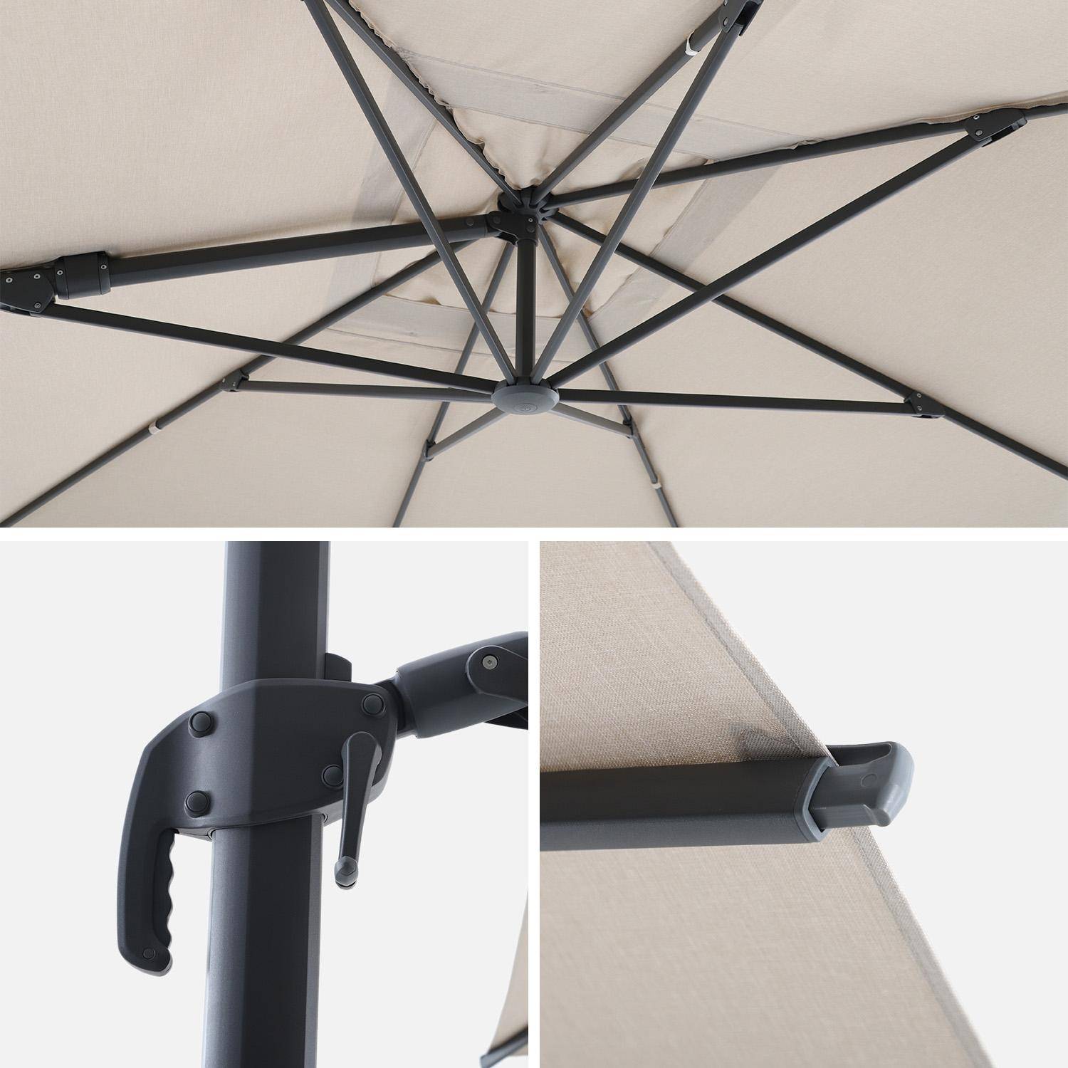 Ombrellone decentrato rettangolare 3x4m con base e copertura Beige - 300x400x93 cm Photo4