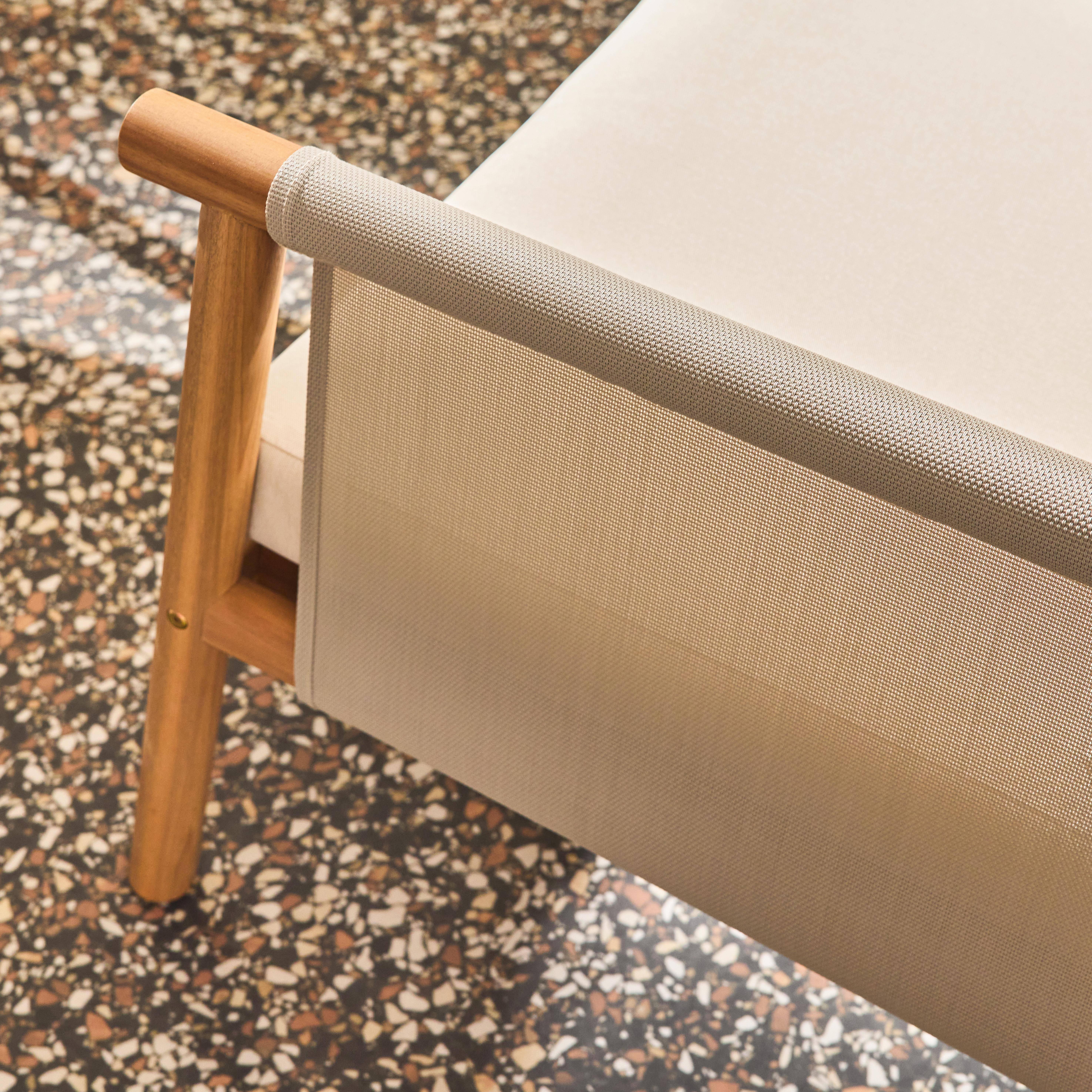 Salotto da giardino in legno di acacia e tessuto beige, 4 posti Beige - 128x82x75 cm,sweeek,Photo4