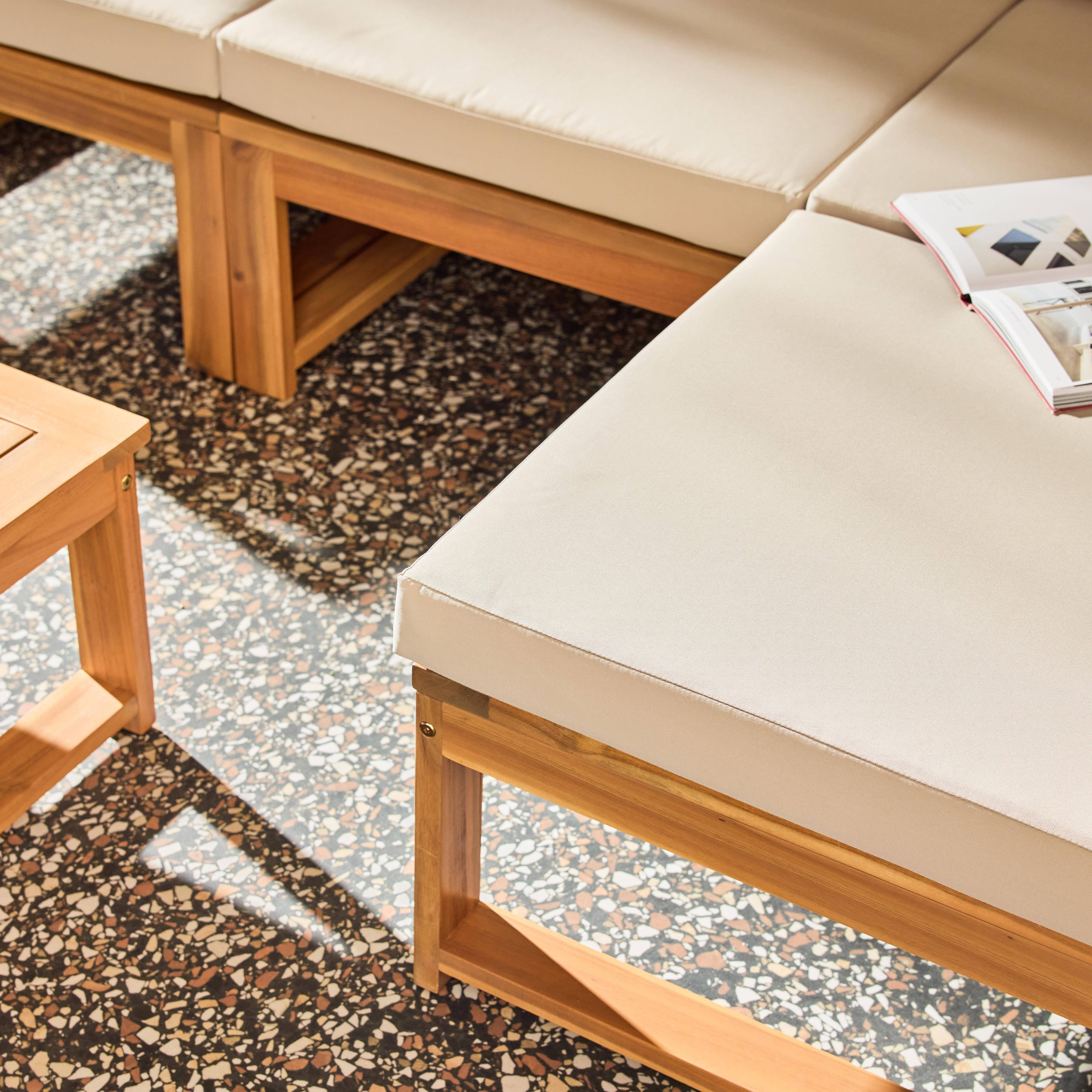 Salon de jardin modulable bois d'acacia et tissu beige 4 places - Tula,sweeek,Photo4