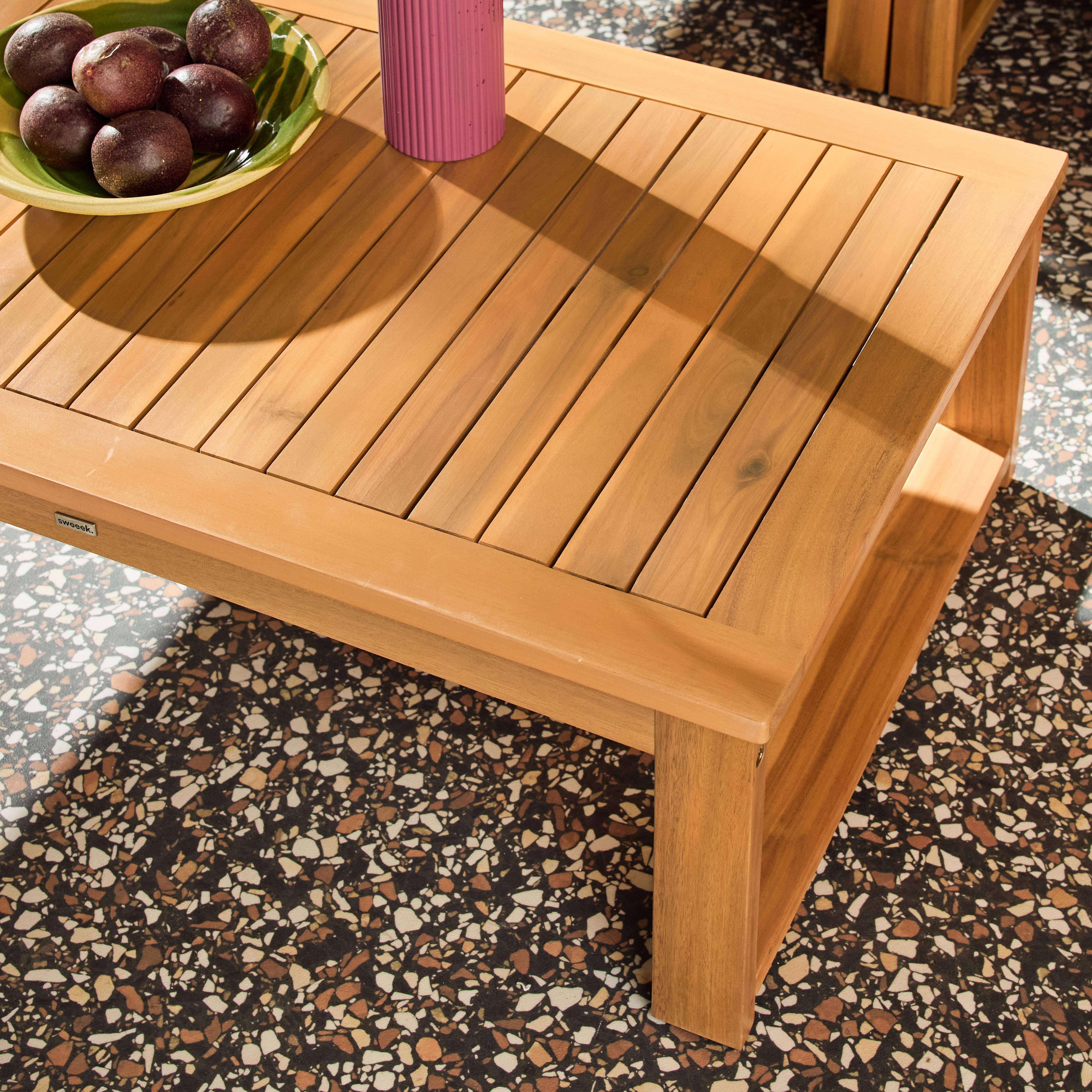 Salon de jardin modulable bois d'acacia et tissu beige 4 places - Tula,sweeek,Photo2