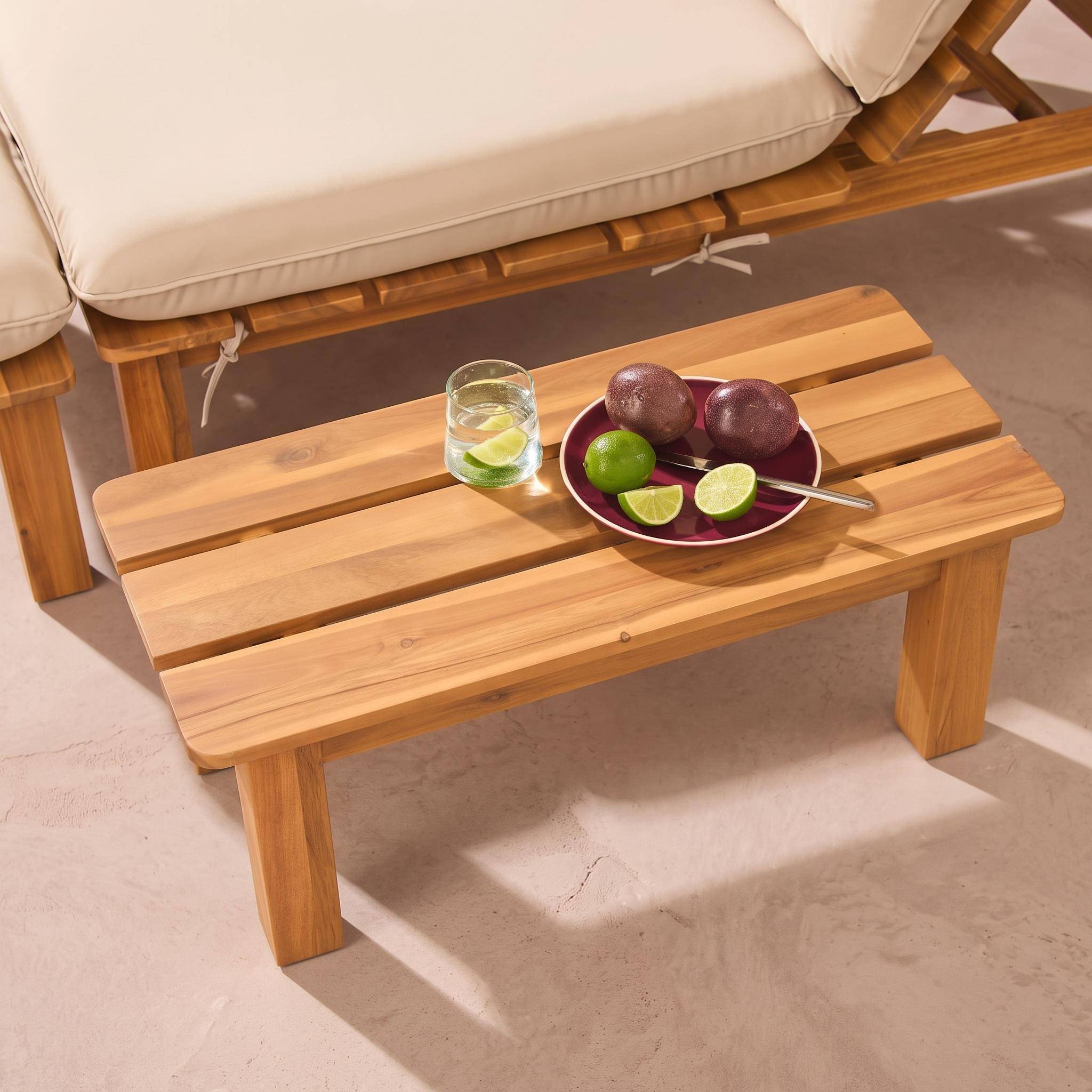Conjunto tumbona modular de madera de acacia con múltiples posiciones y mesa, Mae, Natural, 65x70x27 cm Photo3