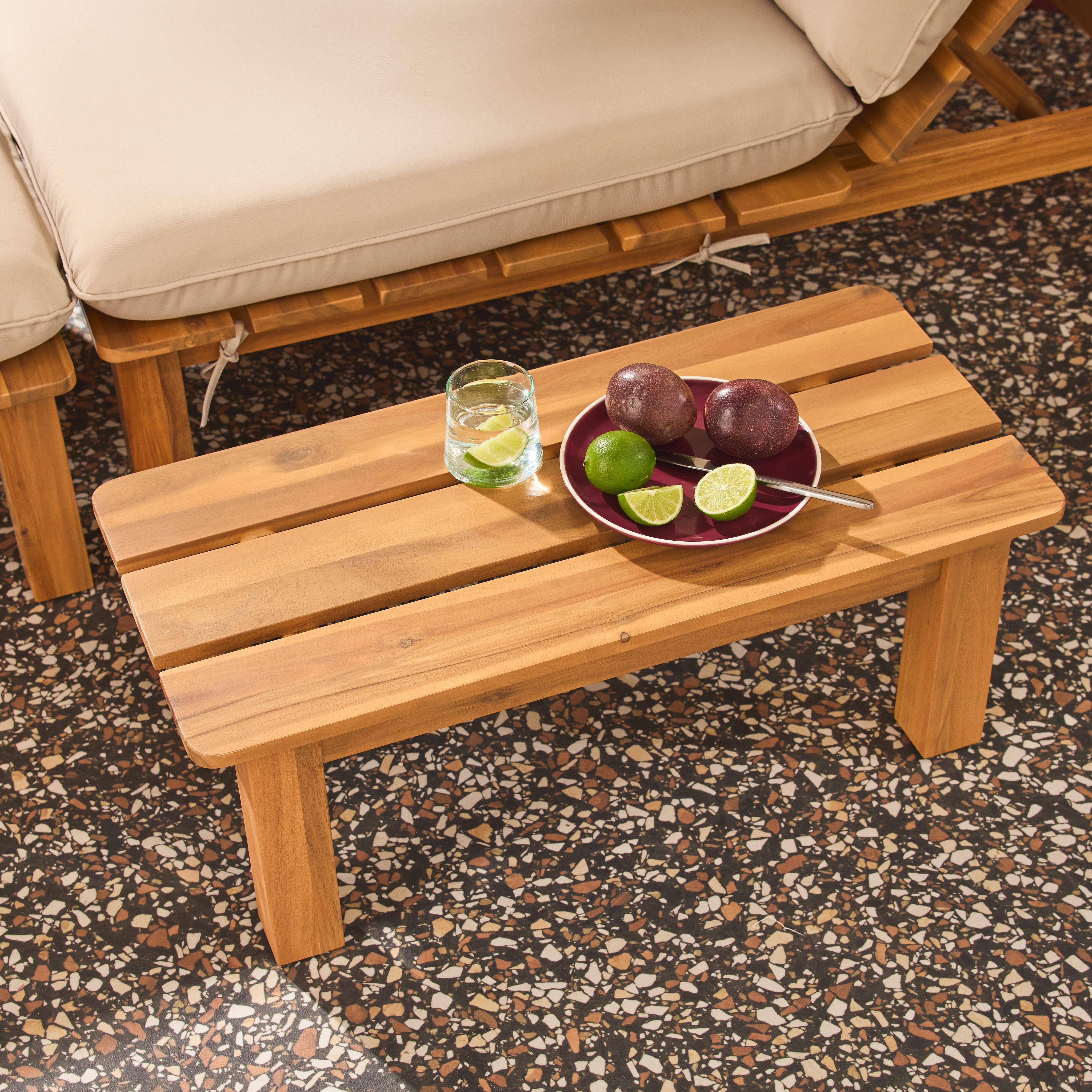 Modulaire verstelbare loungeset van acaciahout met tafeltje naturel - Mae,sweeek,Photo3