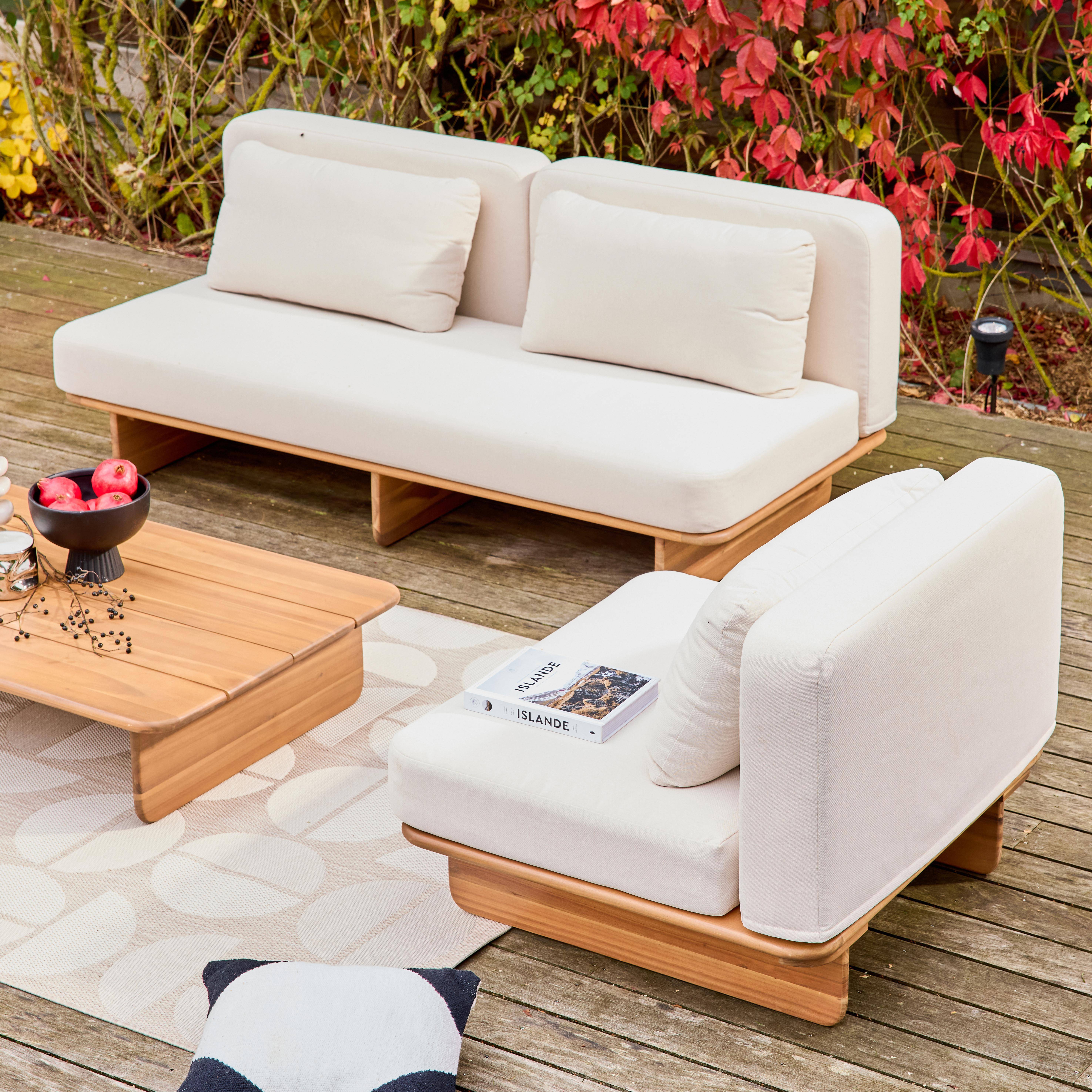 Set da giardino in legno di acacia, 4 posti Beige - 83x180x75 cm Photo2