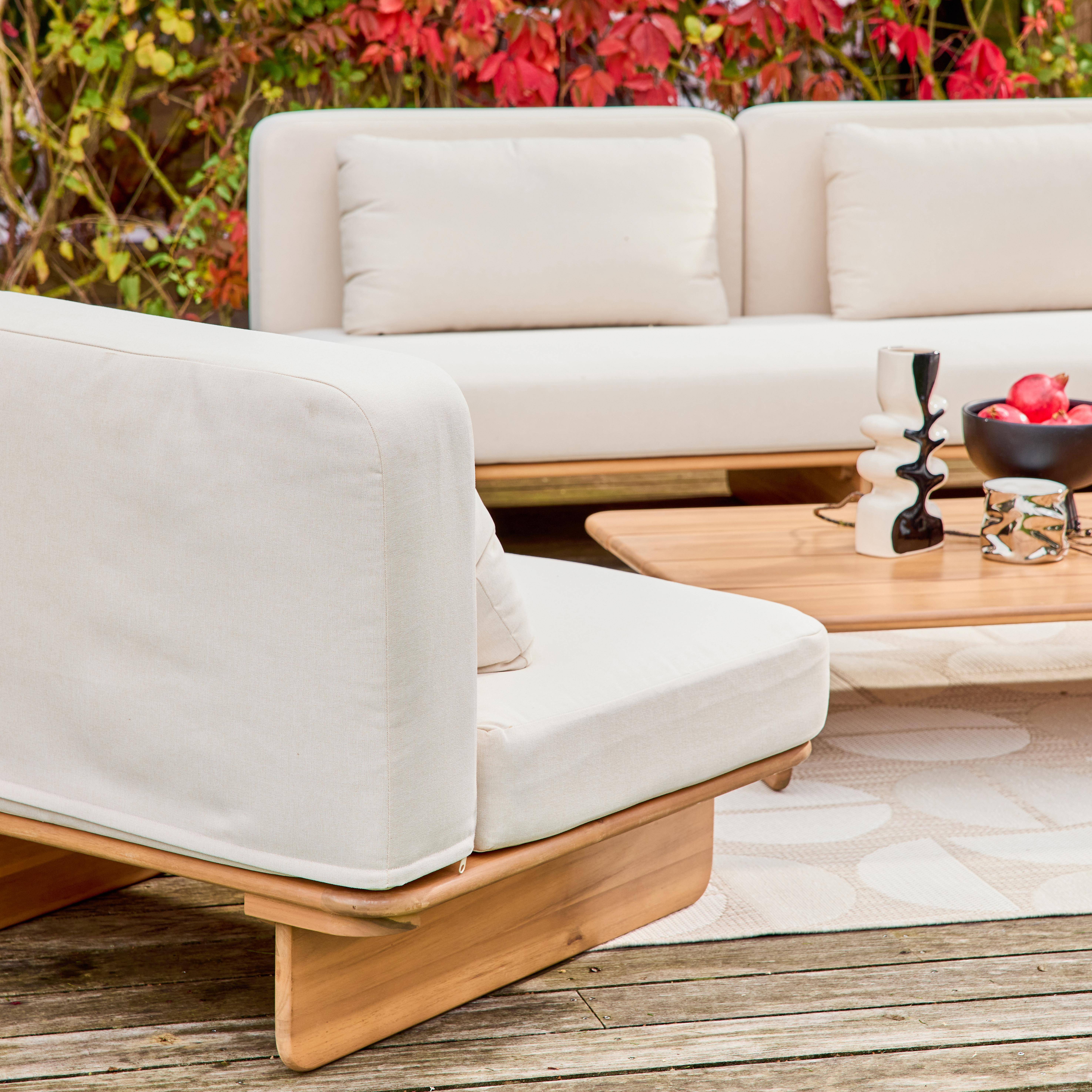 Set da giardino in legno di acacia, 4 posti Beige - 83x180x75 cm Photo6