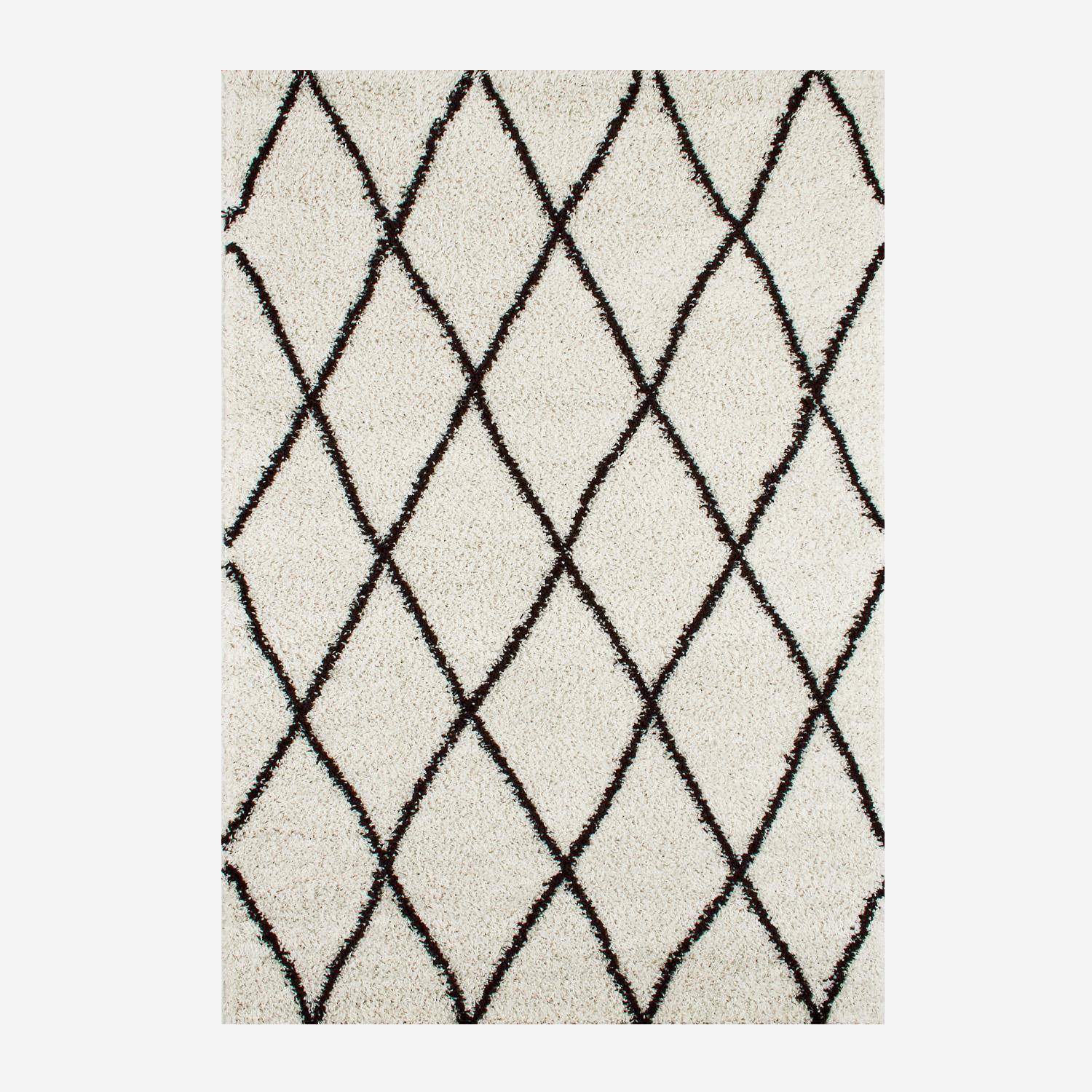 Alfombra interior shaggy, estilo bereber, blanca y negra, Robby, 290x200x3 cm,sweeek,Photo3