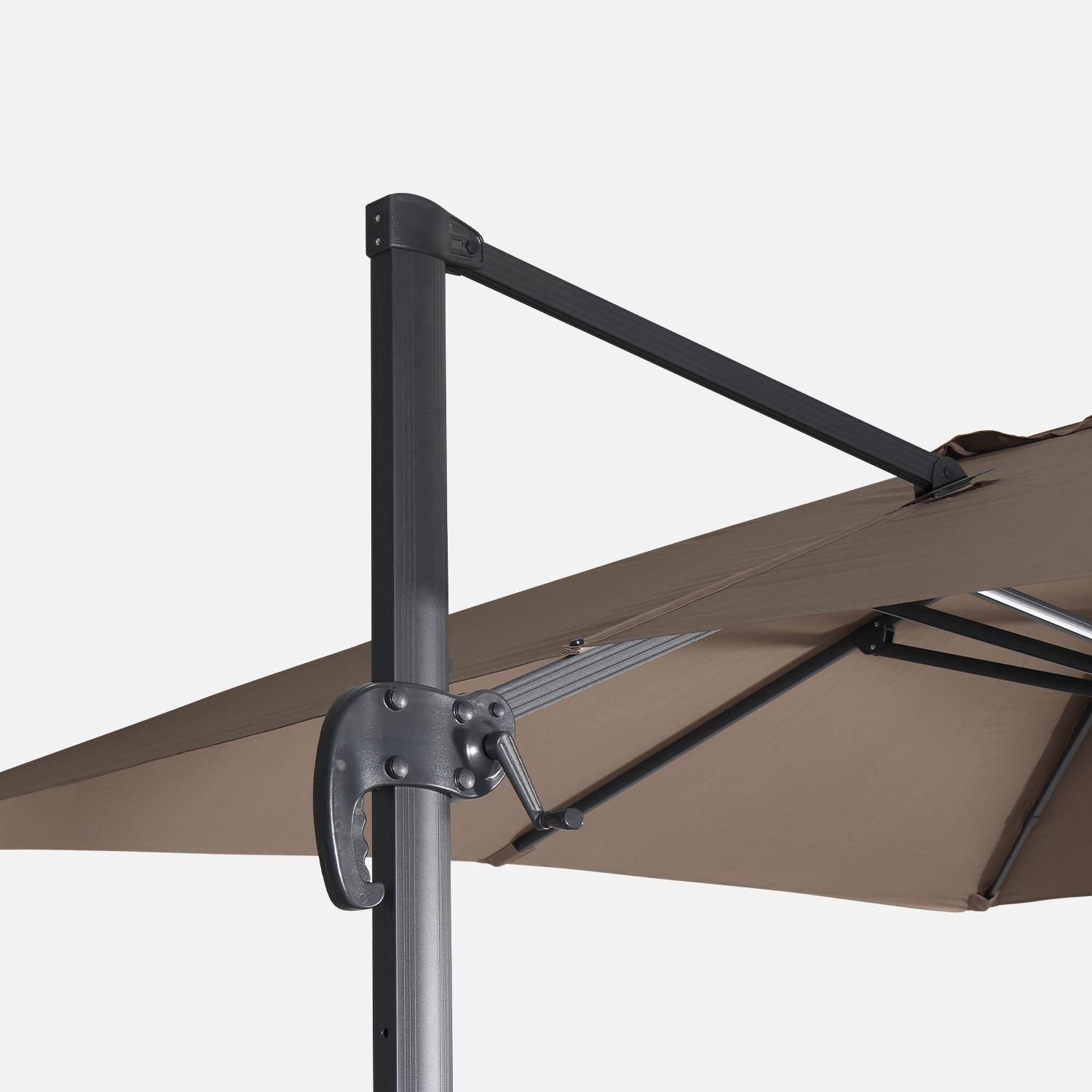 Rectangular cantilever parasol 3x4m + 50x50cm ballast slabs beige-brown 380x259x286 cm - Wimereux + Slabs,sweeek,Photo5