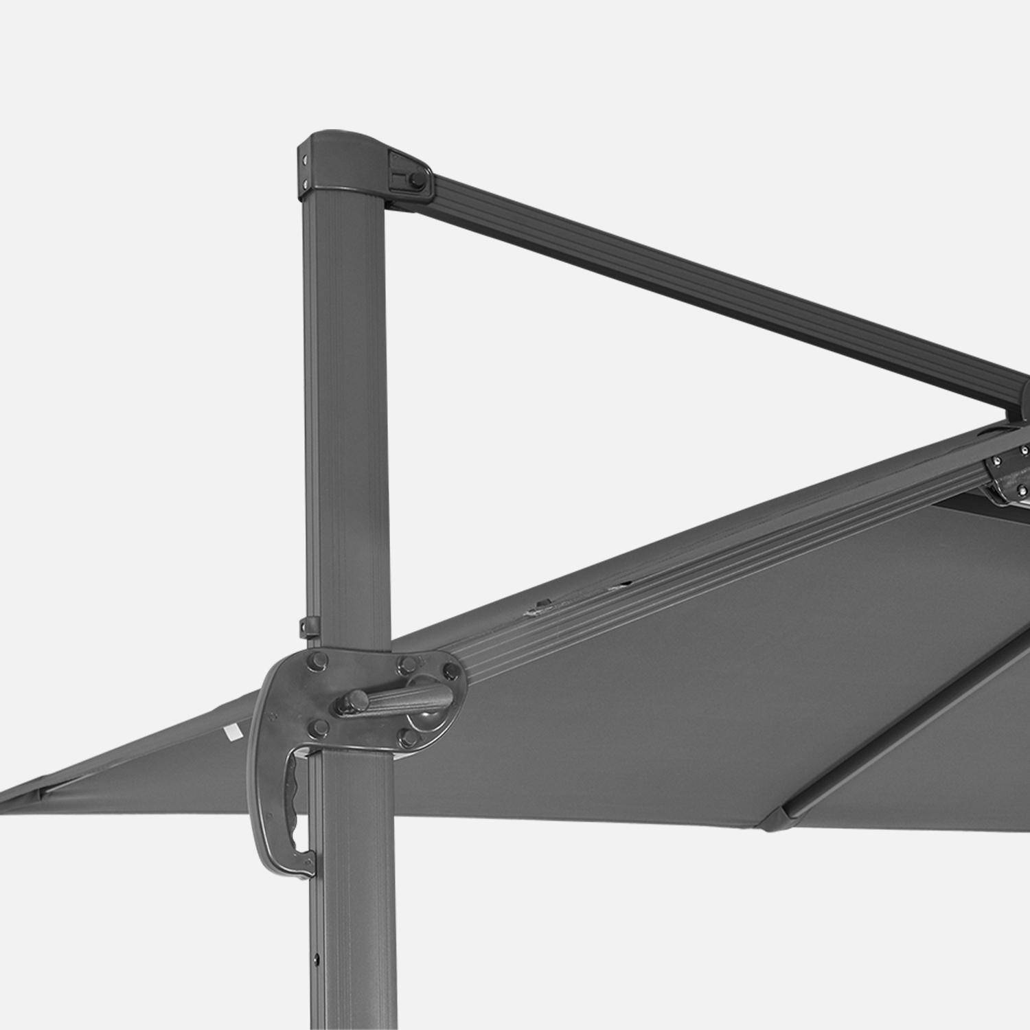 Parasol déporté rectangulaire 3x4m + dalles à lester 50x50cm gris - Wimereux + Fixeo,sweeek,Photo4