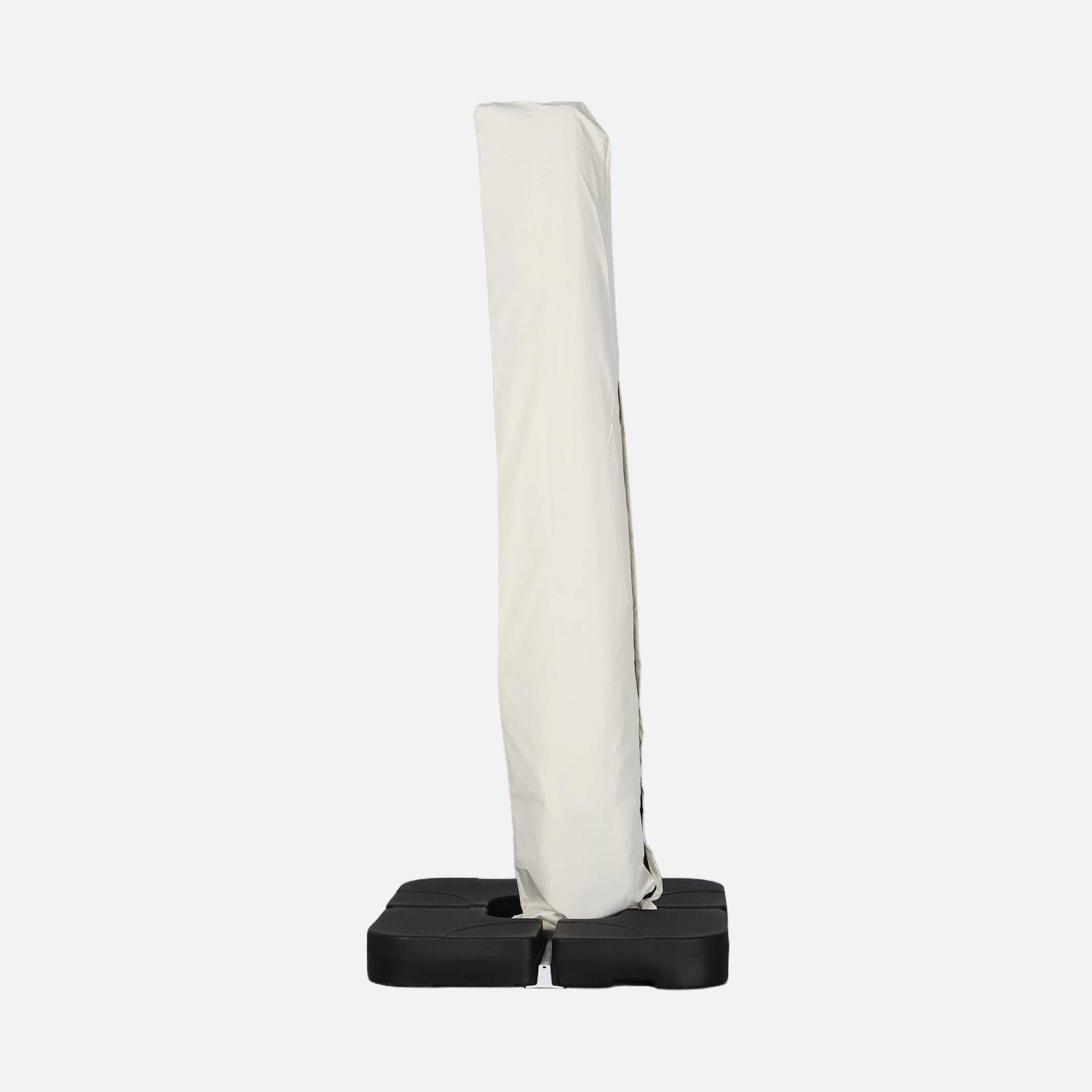 Parasol déporté rectangulaire 3x4m effet bois + dalles à lester 50x50cm écru - Wimereux + Fixeo Photo5