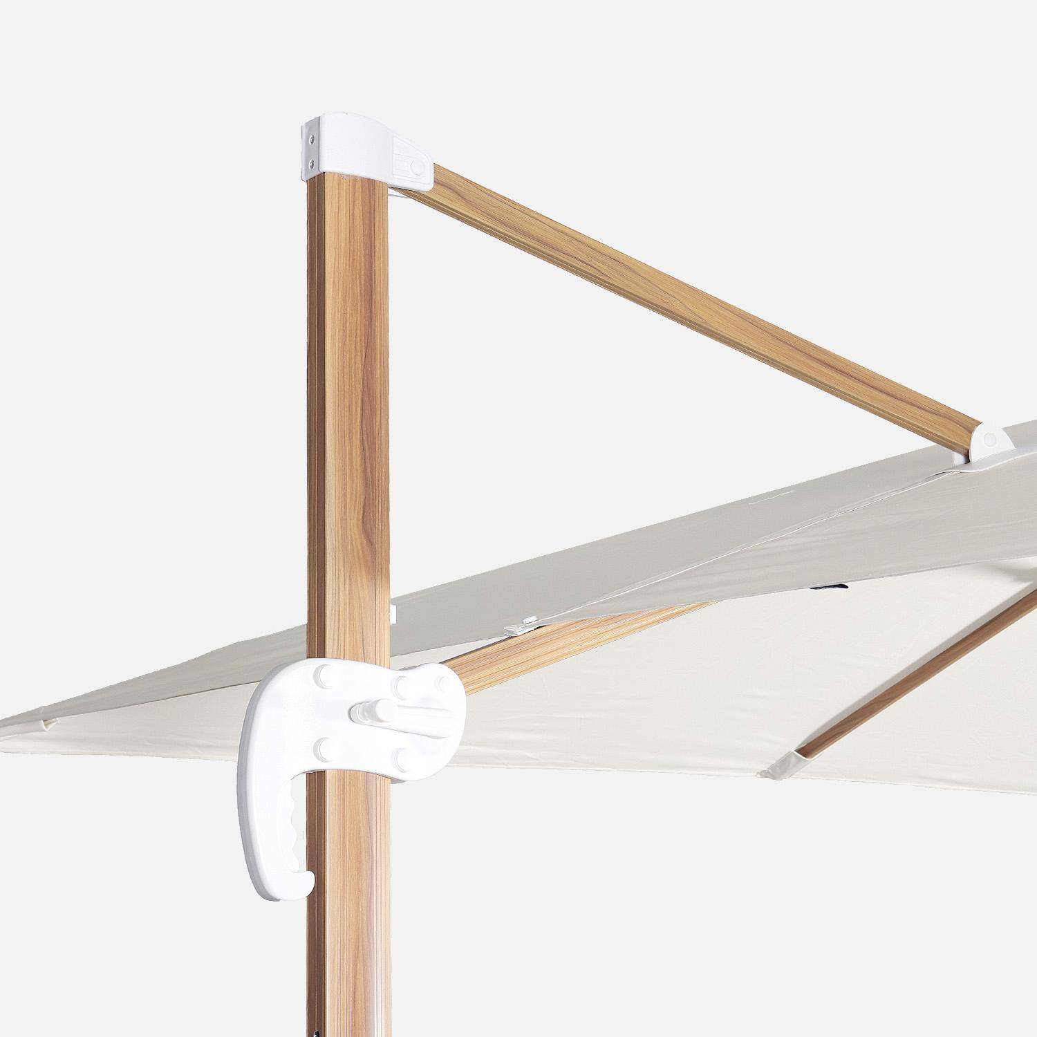 Parasol déporté rectangulaire 3x4m effet bois + dalles à lester 50x50cm écru - Wimereux + Fixeo Photo4