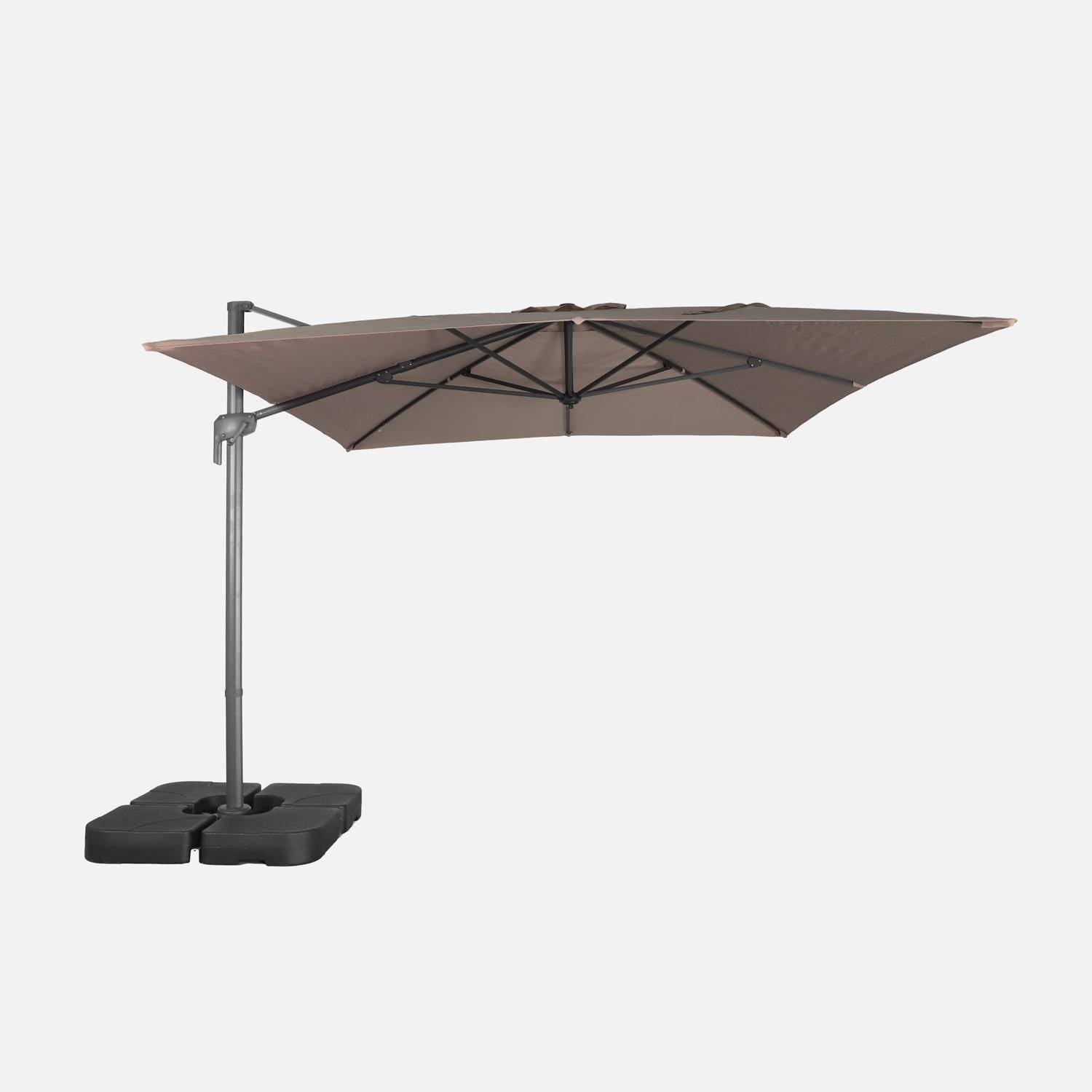 Ombrellone decentrato rettangolare 3x4m + piastre di zavorra 50x50cm Talpa - 284x376x255 cm,sweeek,Photo2