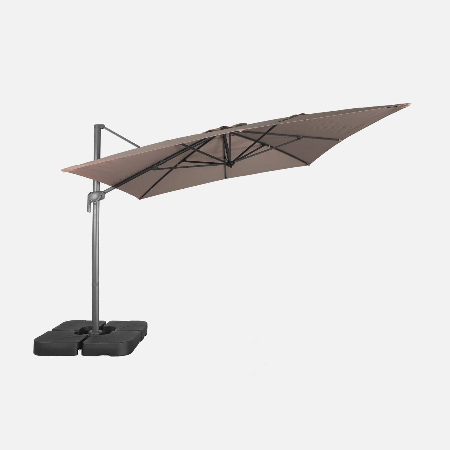 Rectangular cantilever parasol 3x4m +  weight slabs 50x50cm beige-brown - Antibes,sweeek,Photo4