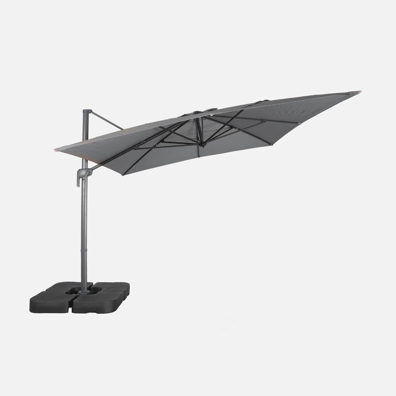 Rectangular cantilever parasol 3x4m + weight slabs 50x50cm grey - Antibes,sweeek,Photo4