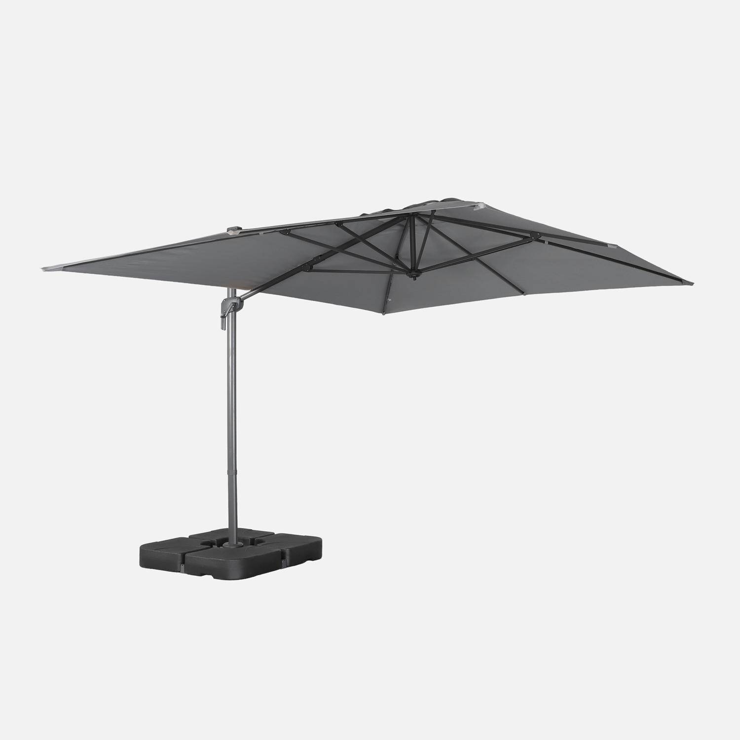 Rectangular cantilever parasol 3x4m + weight slabs 50x50cm grey - Antibes,sweeek,Photo2
