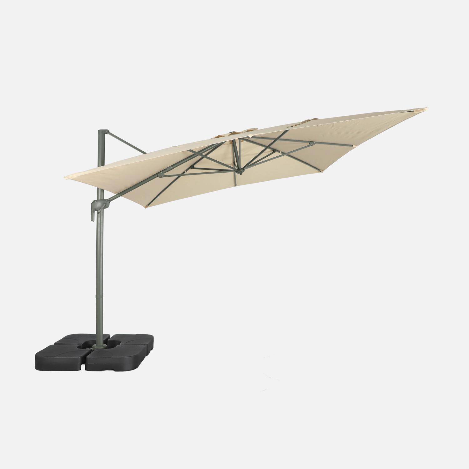 Prostokątny parasol z wysięgnikiem 3x4 m kolor ecru + obciążniki 50x50cm - Antibes,sweeek,Photo4